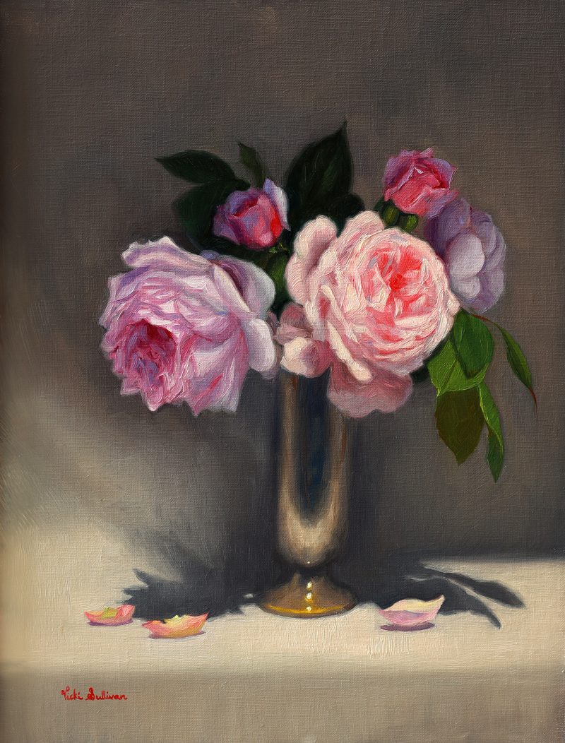 Roses in Silver vase