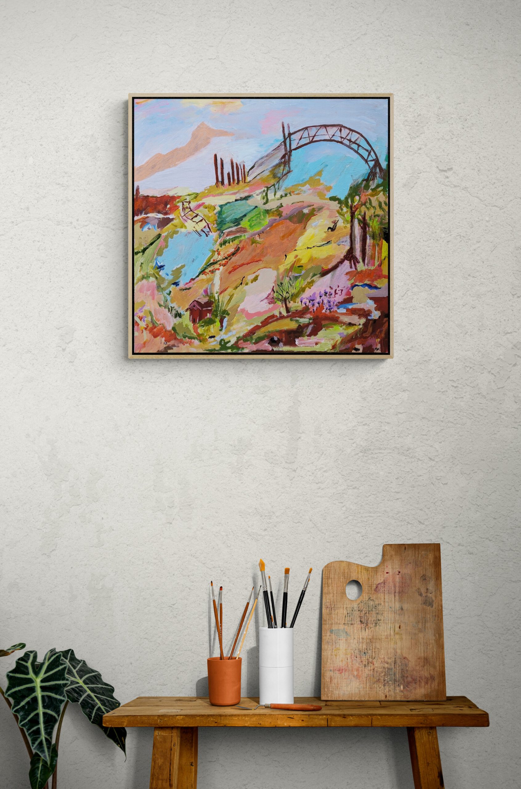 Artists Side Table With Brushes And Palette