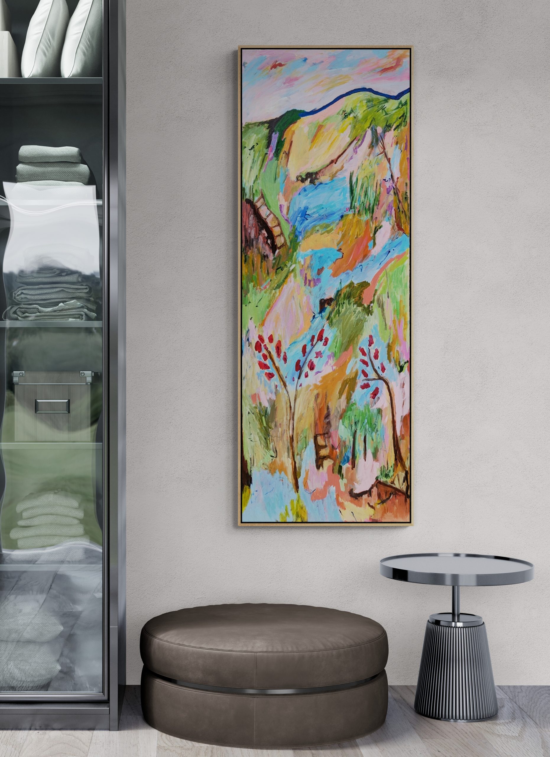 Bedroom With Wardrobe And Round Seat