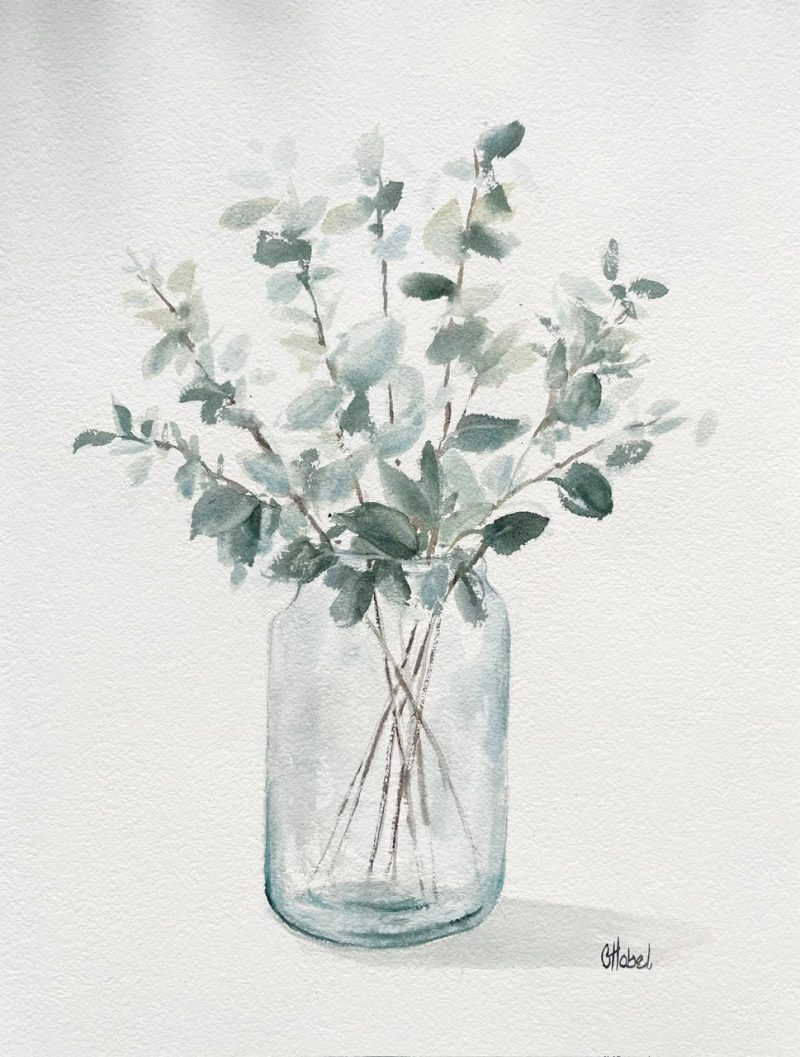Still life leaves in a vase