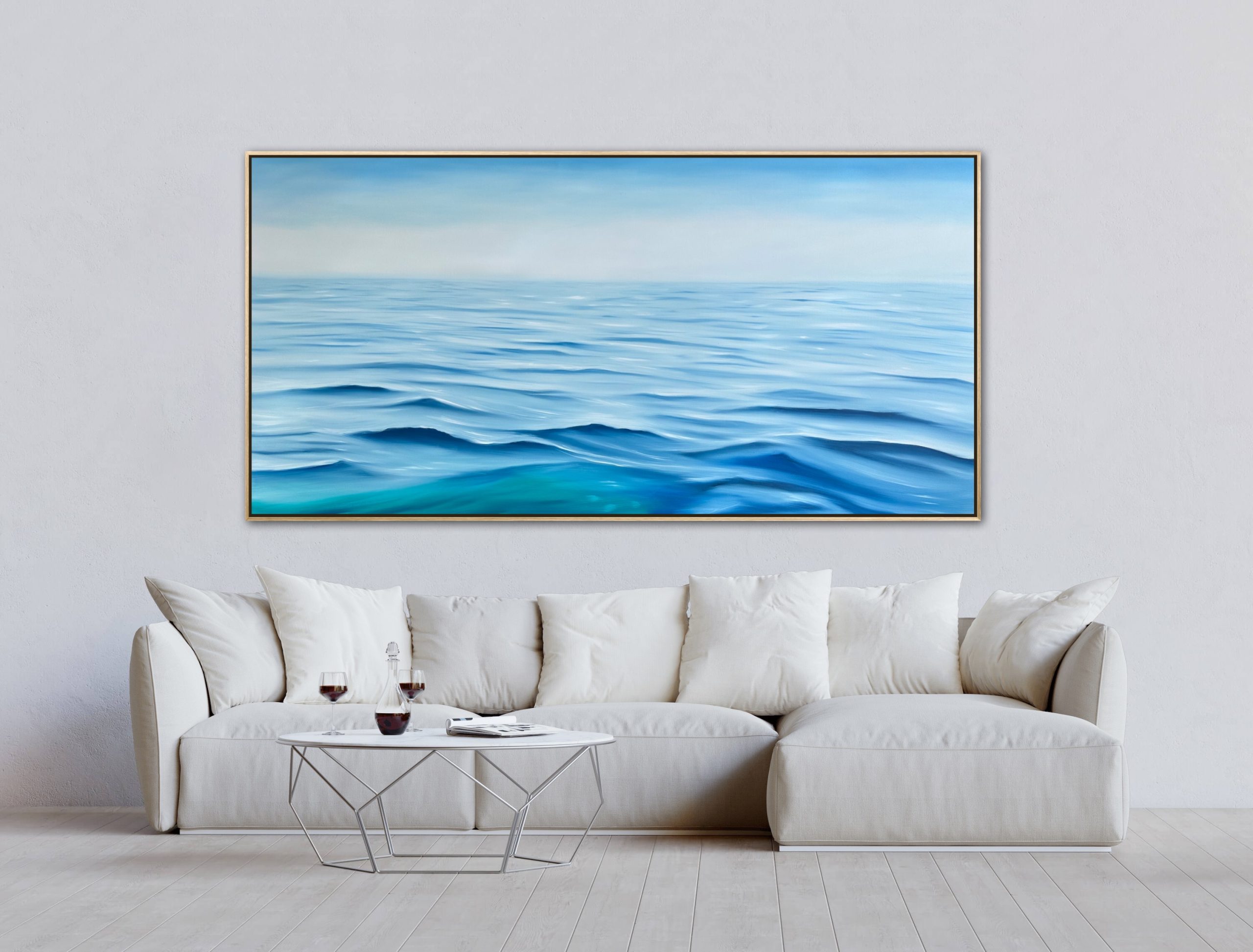 Alanah Jarvis Ocean Art Painting Above Couch Living Room
