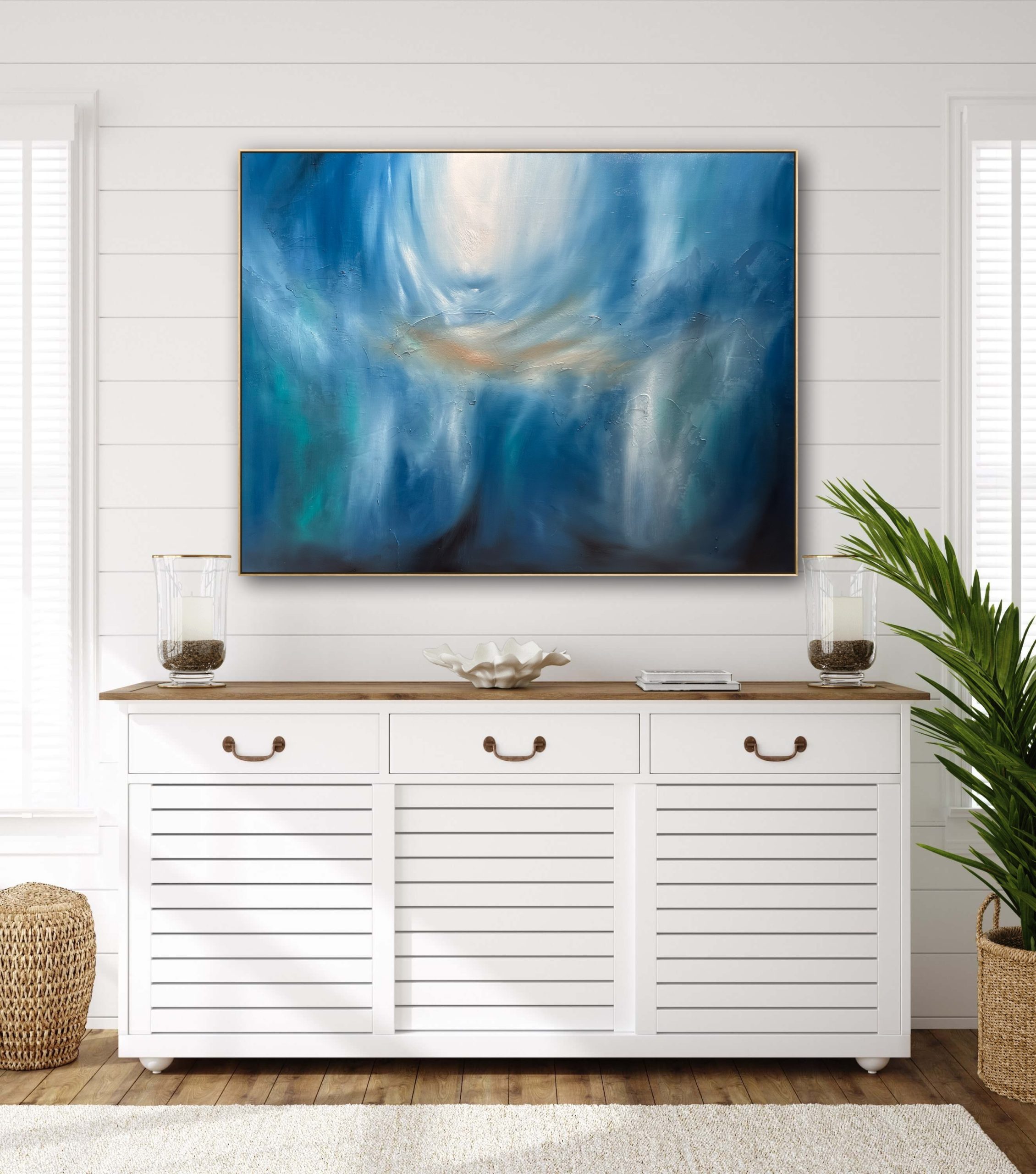 Alanah Jarvis Abstract Art Painting Above Sideboard