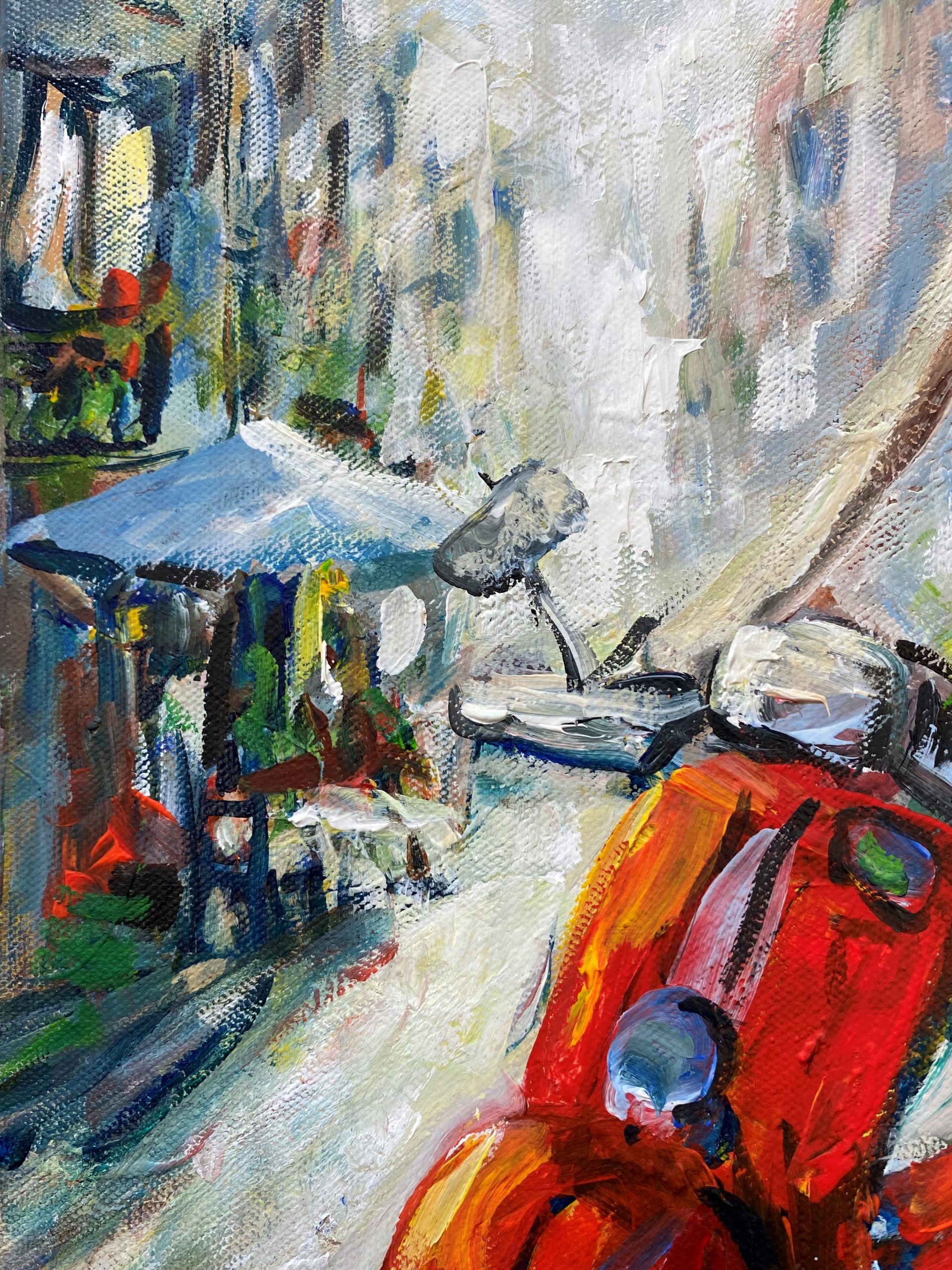 Red Vespa And Lady In Green 6