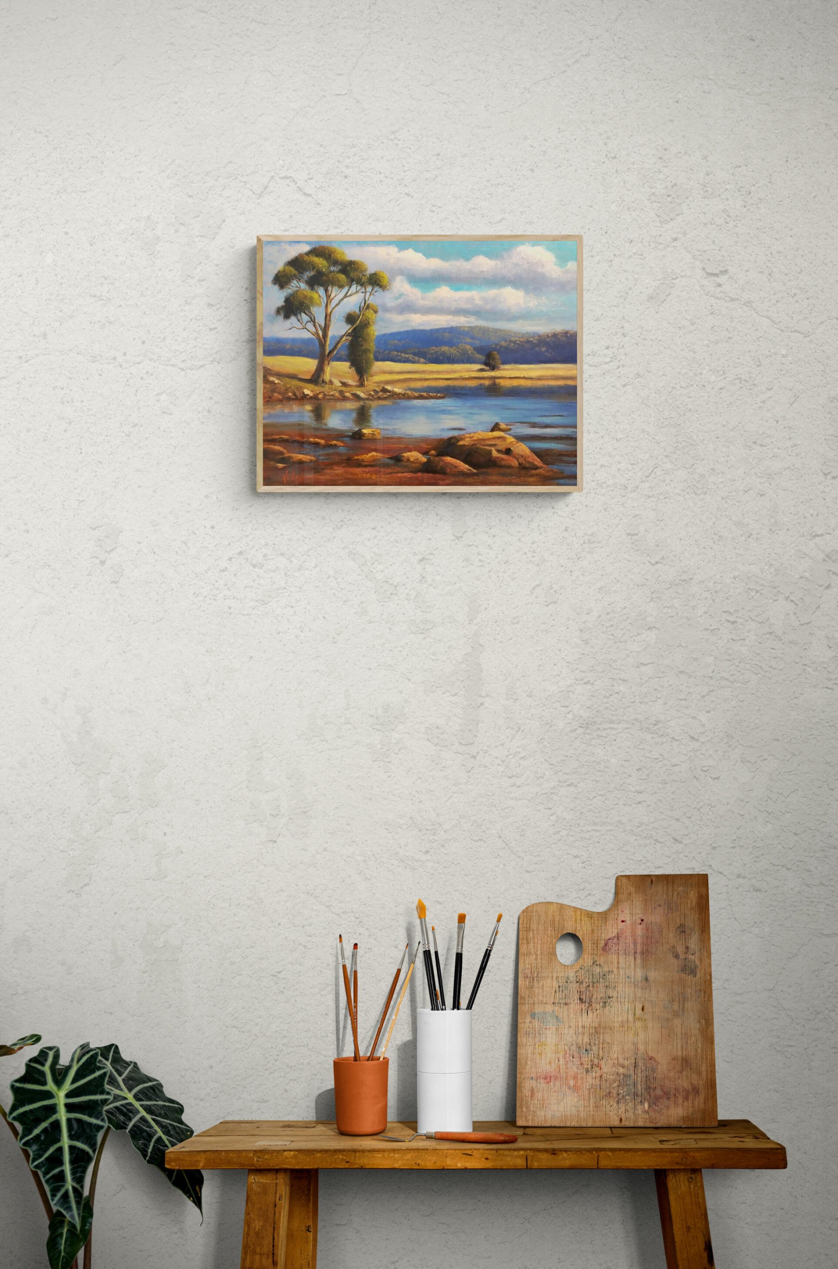 Artists Side Table With Brushes And Palette