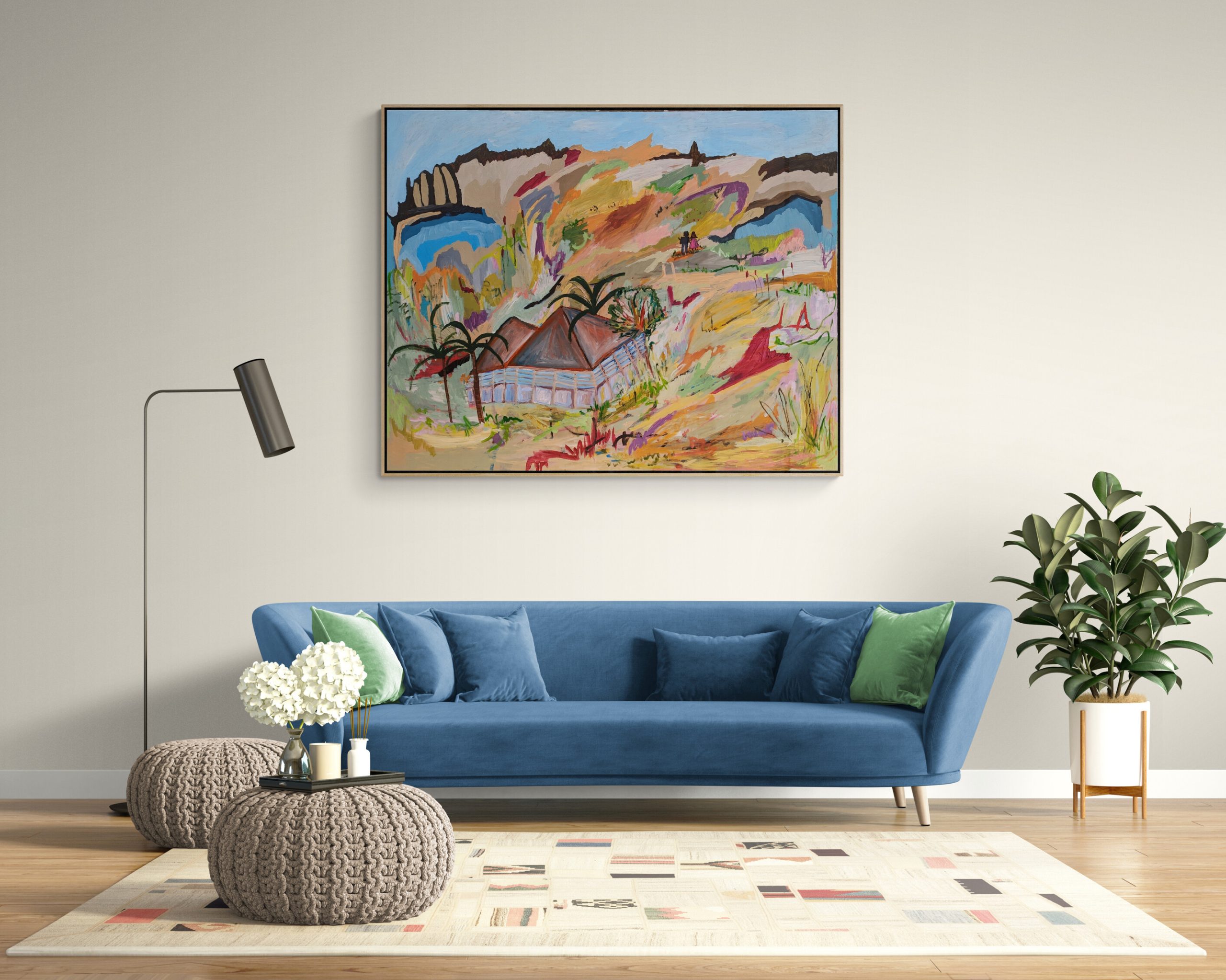 Modern Chic Living Room Interior With Long Sofa (14)