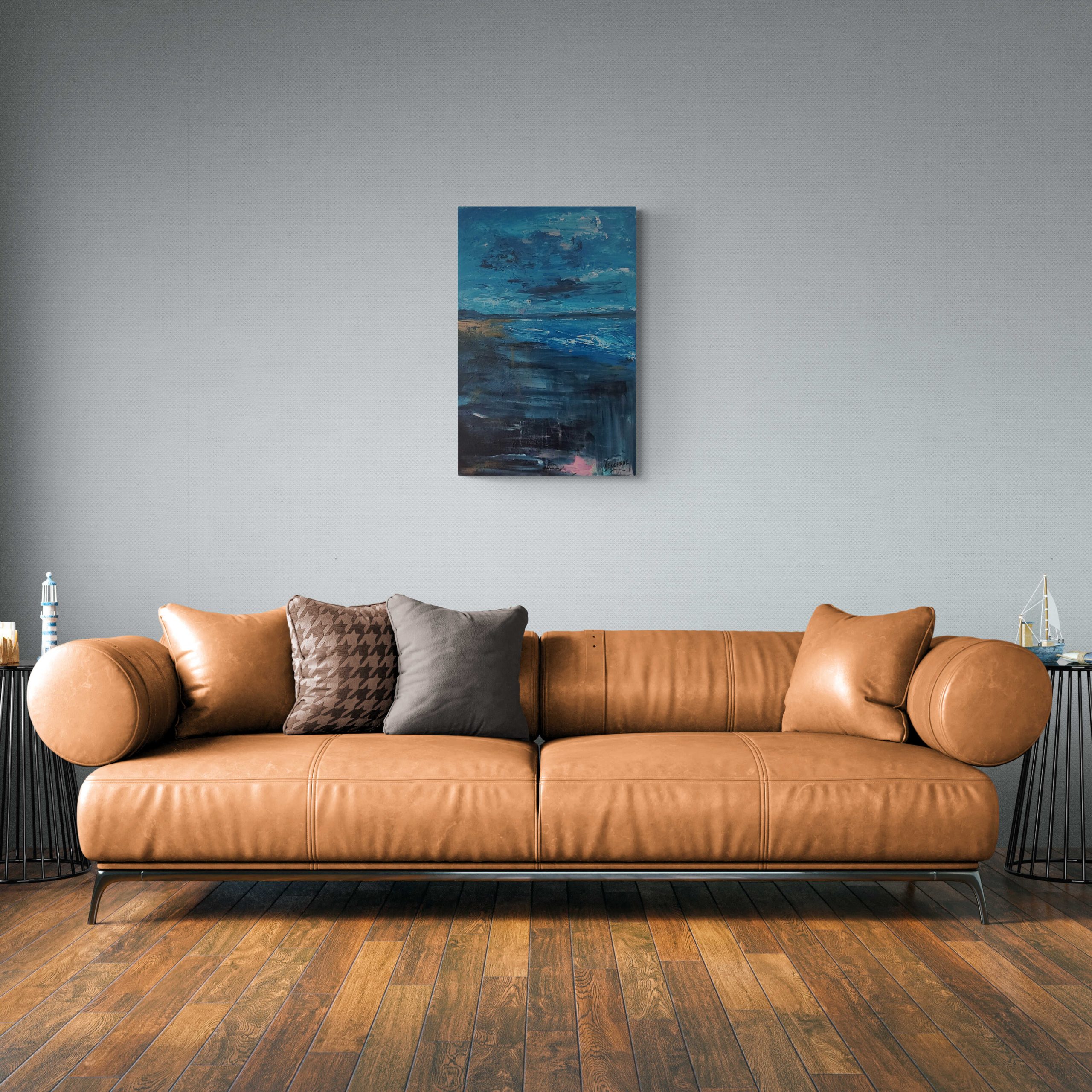 Living Room With Large Leather Sofa