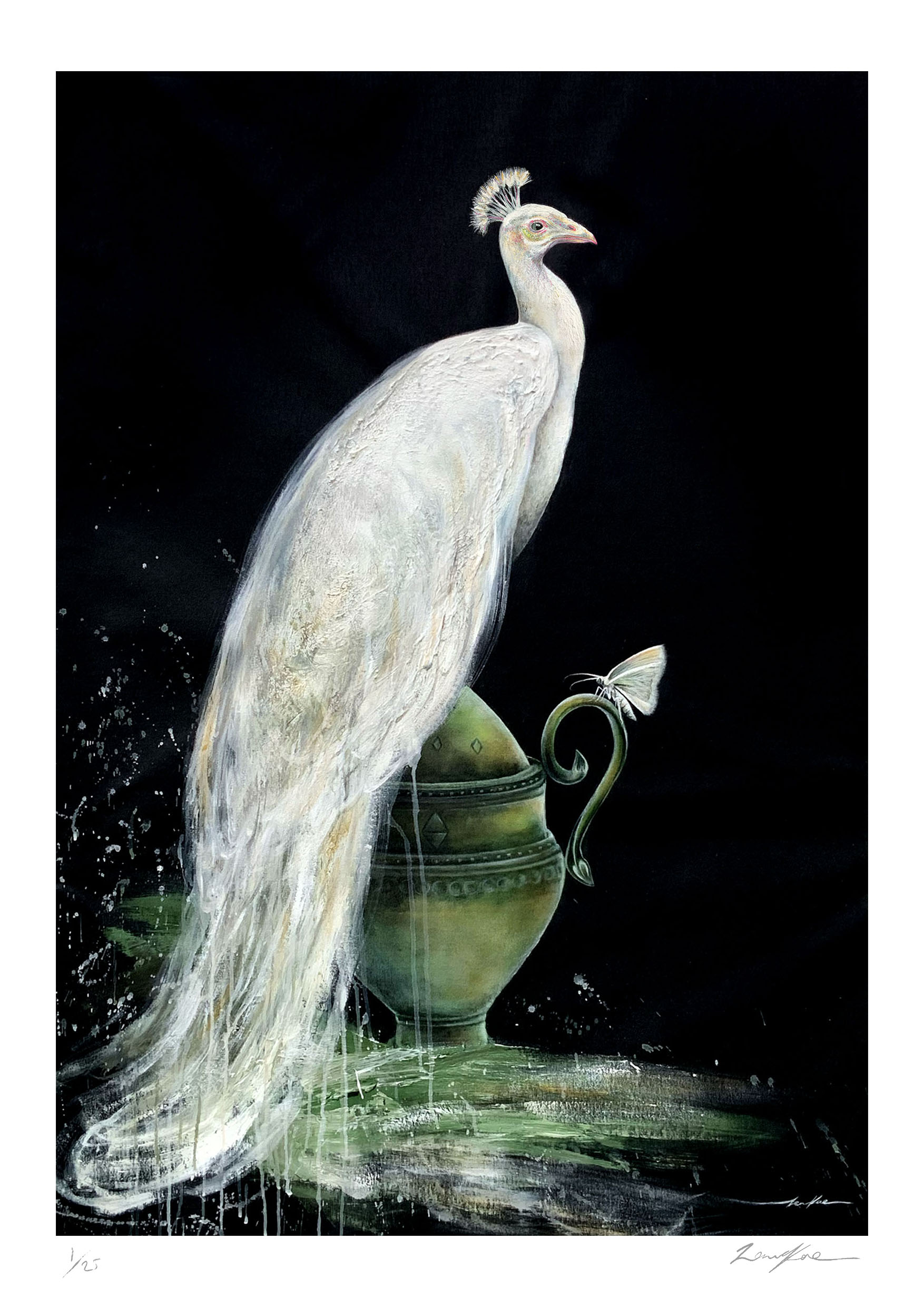 Sydney Artist Leni Kae Print Awakenings Peacock On Censer 