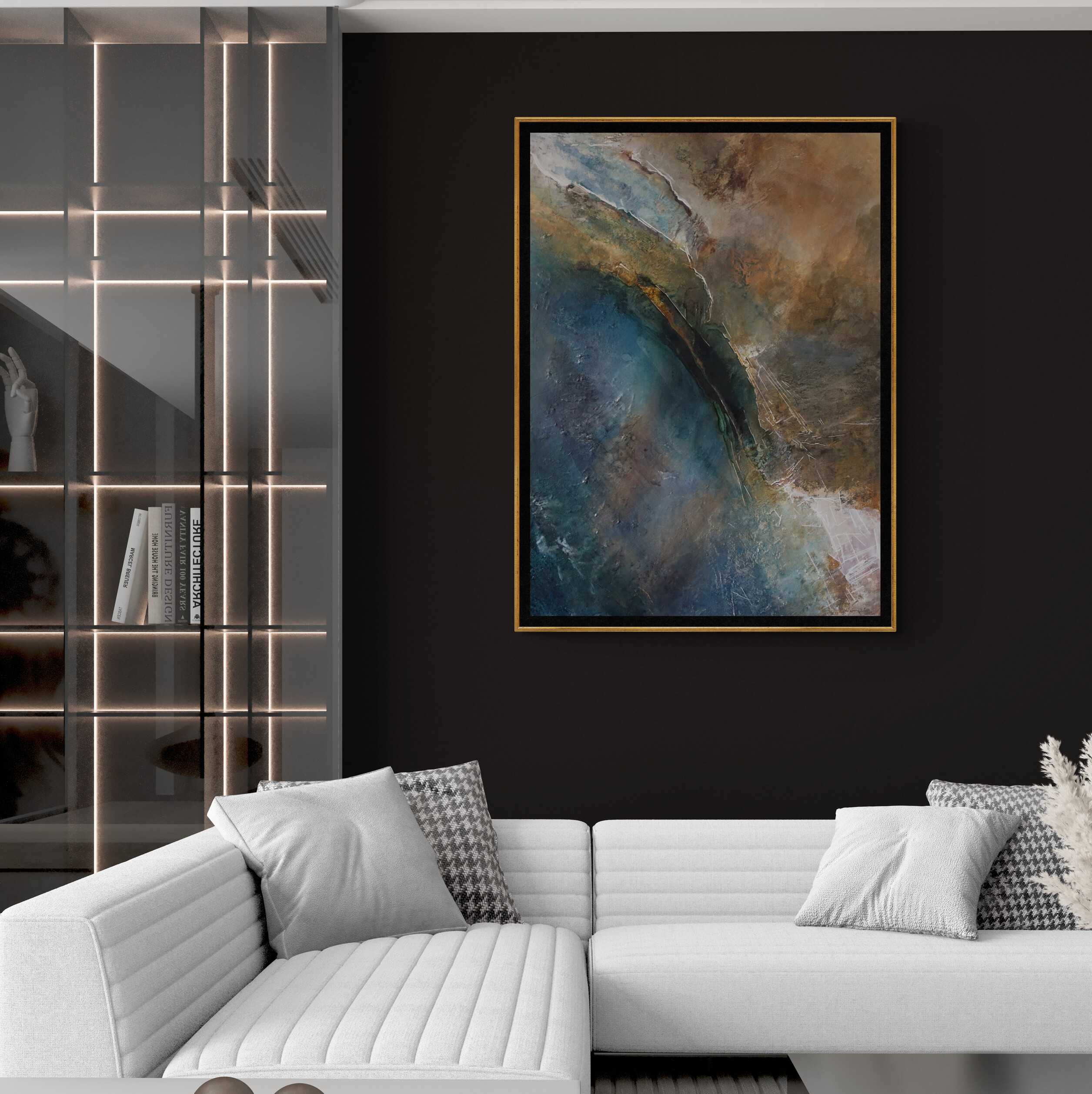 Canvy Into The Blue Modern Living Room With Large Sofa