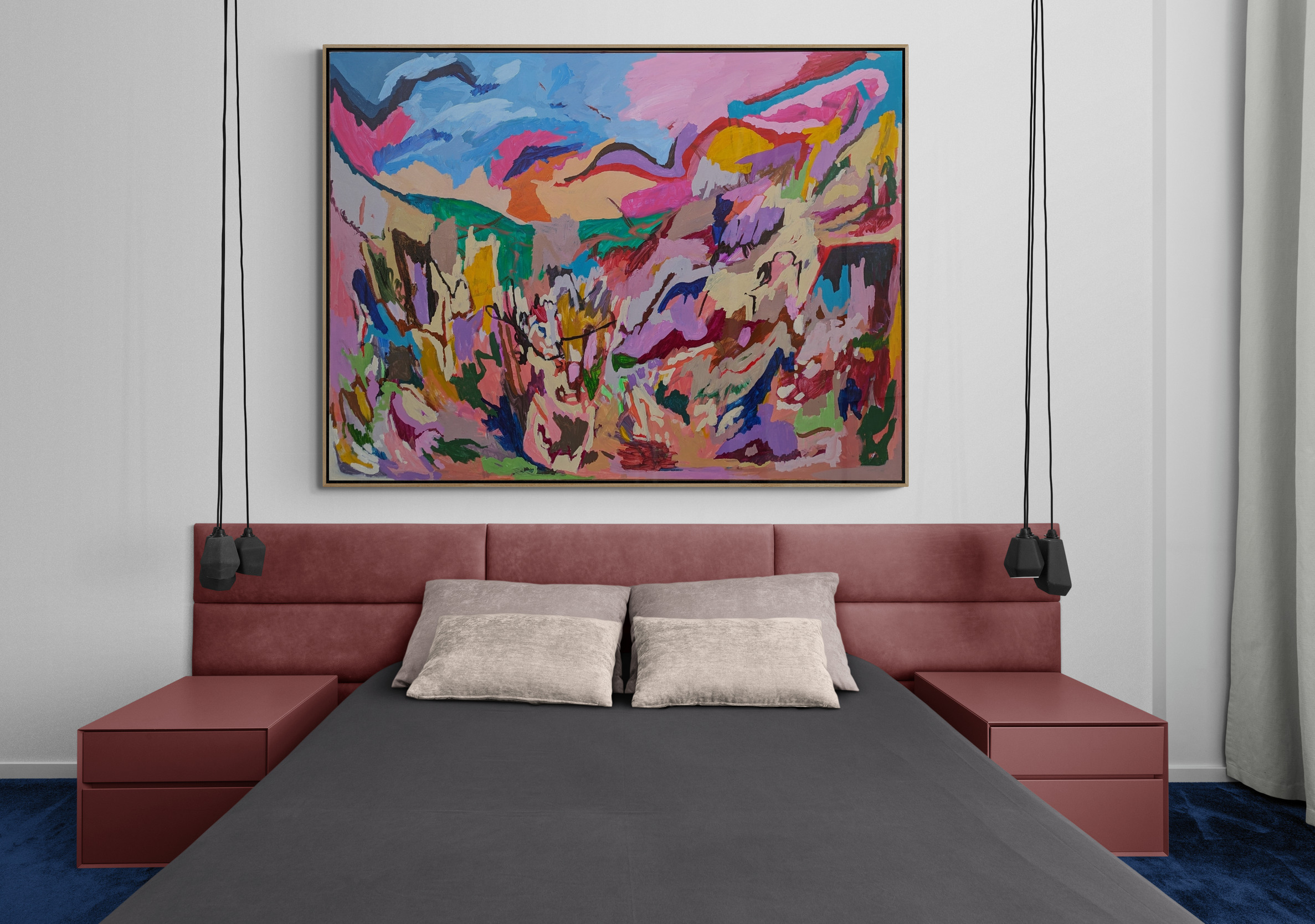 Bed With Leather Headboard (2)