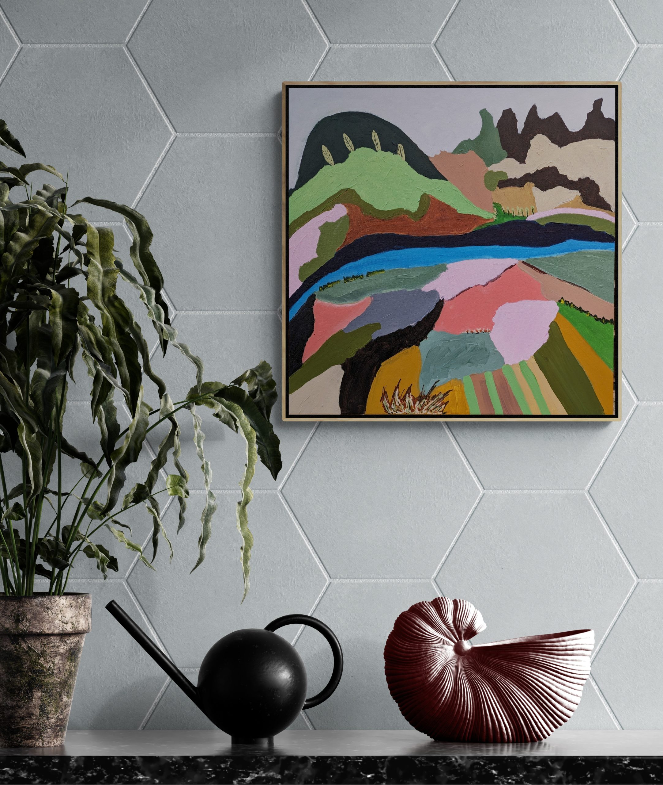 Pot Plant And Large Sea Shell