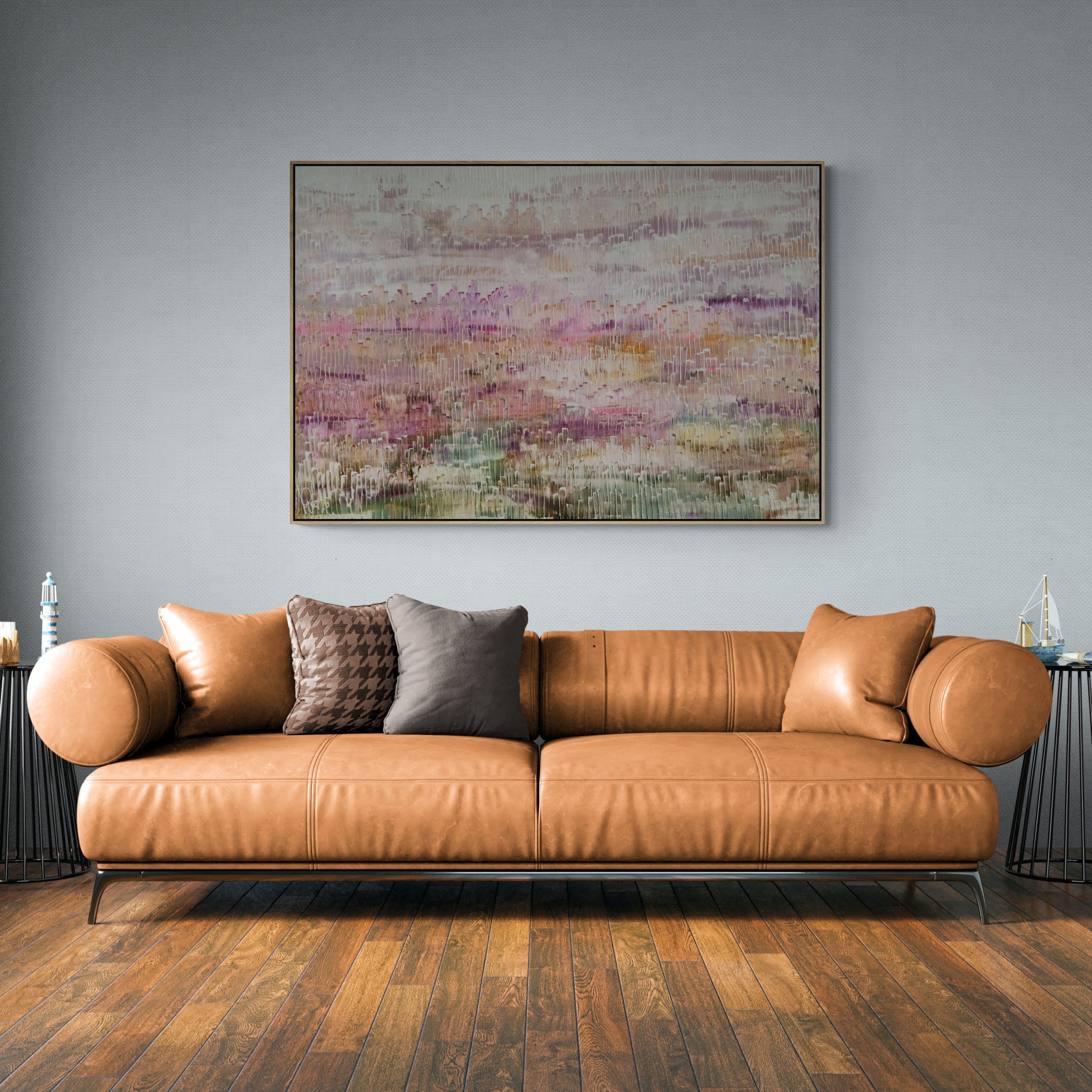 Living Room With Large Leather Sofa (5)