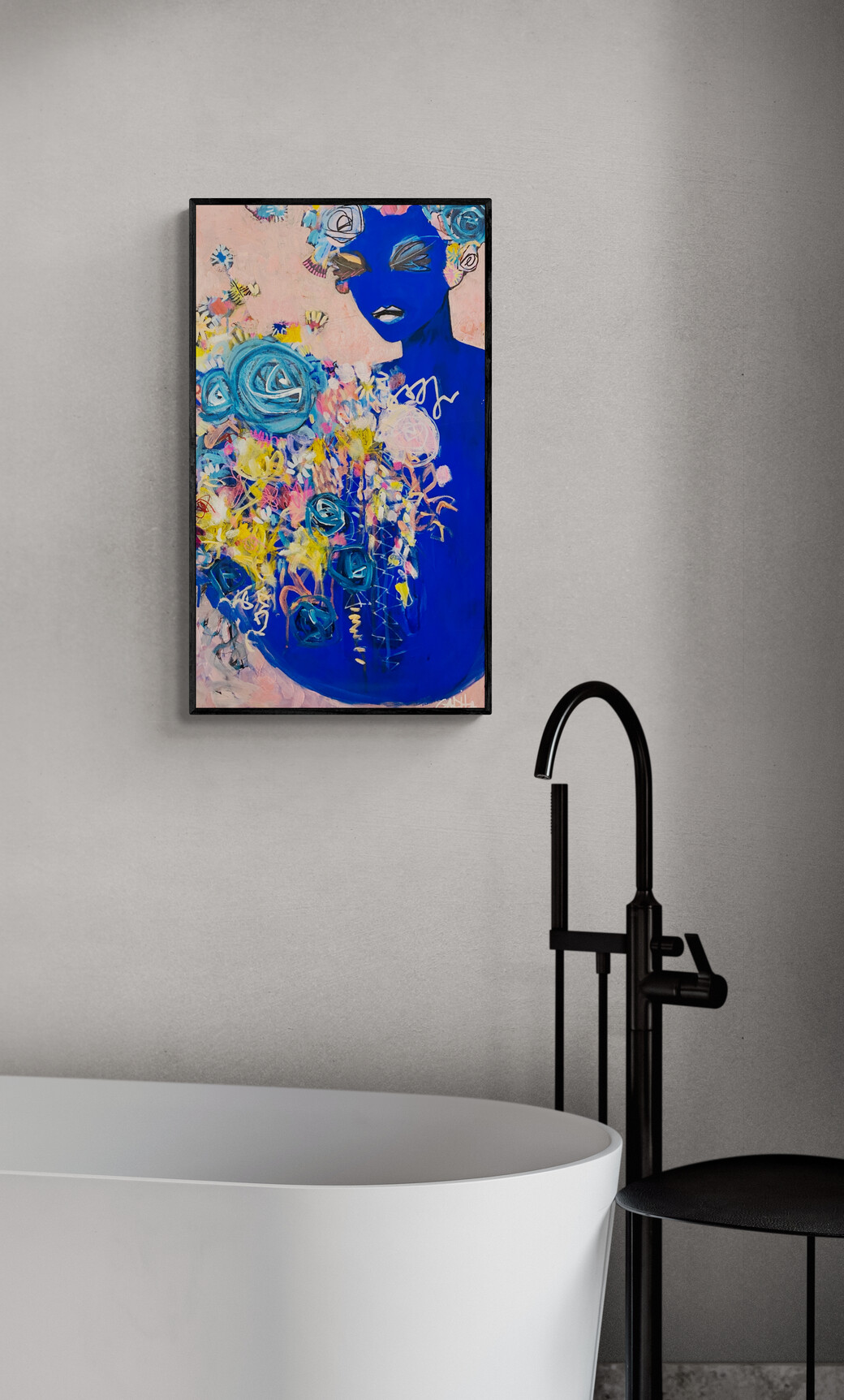 Carita Farrer Spencer Nouveau Blue #1 Acrylic On Canvas Insitu