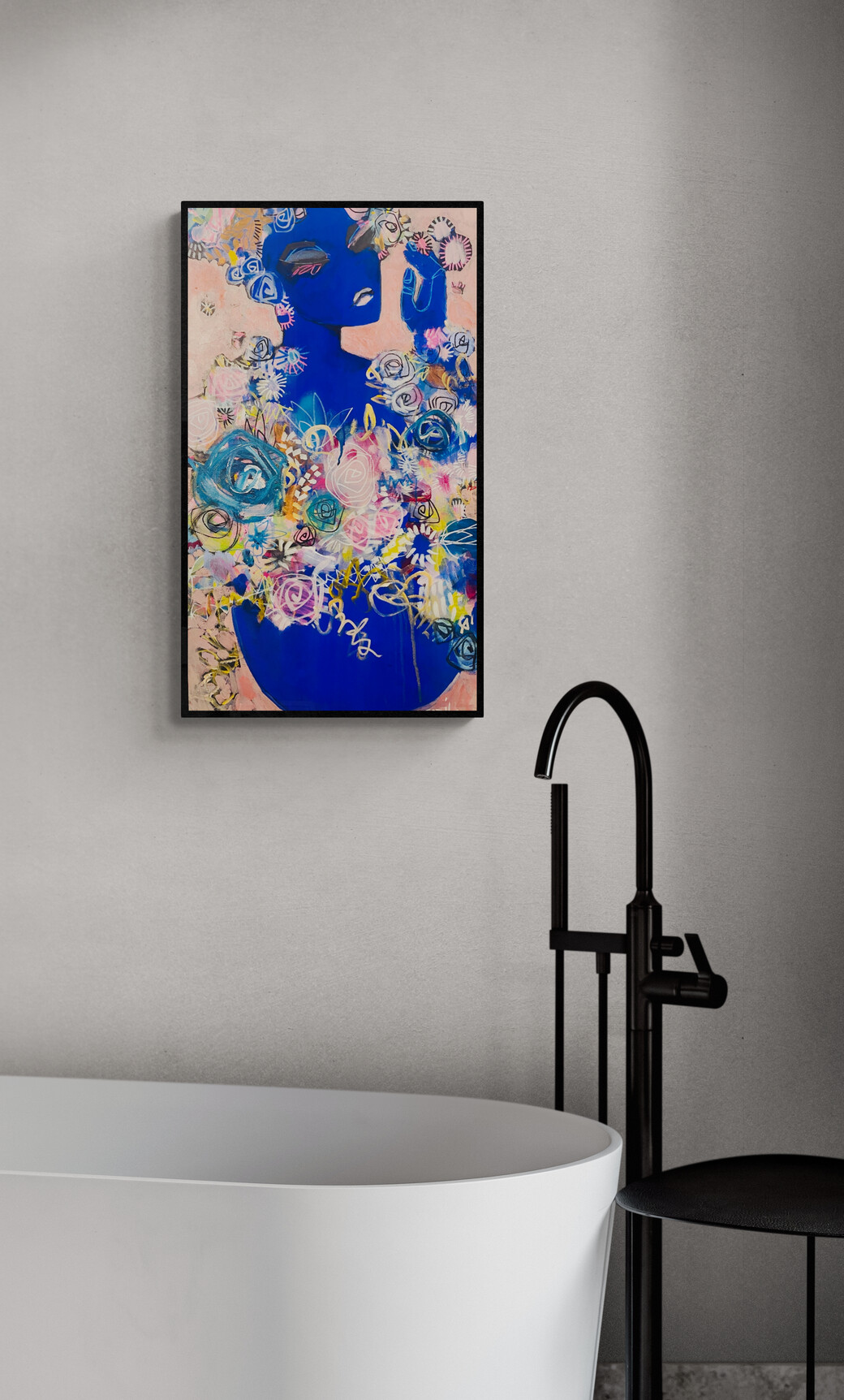 Carita Farrer Spencer Nouveau Blue #2 Acrylic On Canvas Insitu