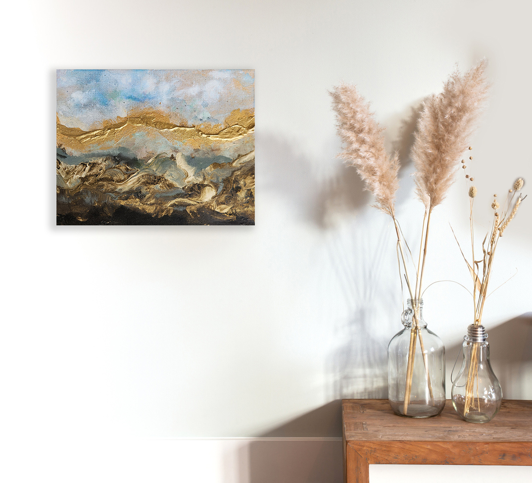 Dried Pampas Grass In Glass Vase On Wooden Table Near White Background, Modern Bright Decoration For Home Interior, Copy Space