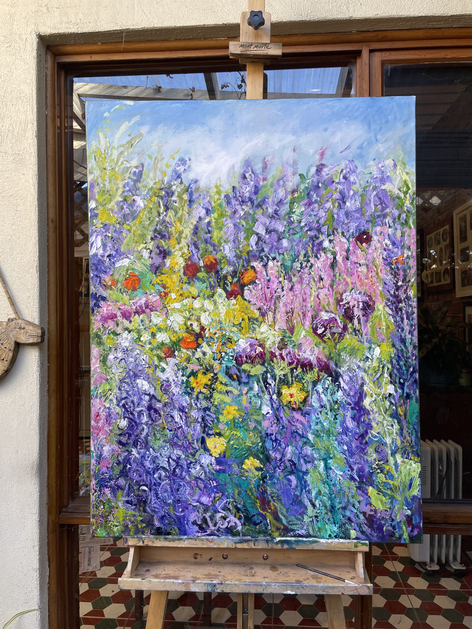 Foxgloves, Lavender And Daisies Studio View