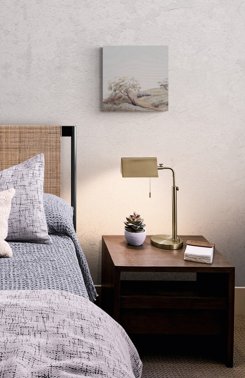 Comfy Bedroom With Bright Table Lamp