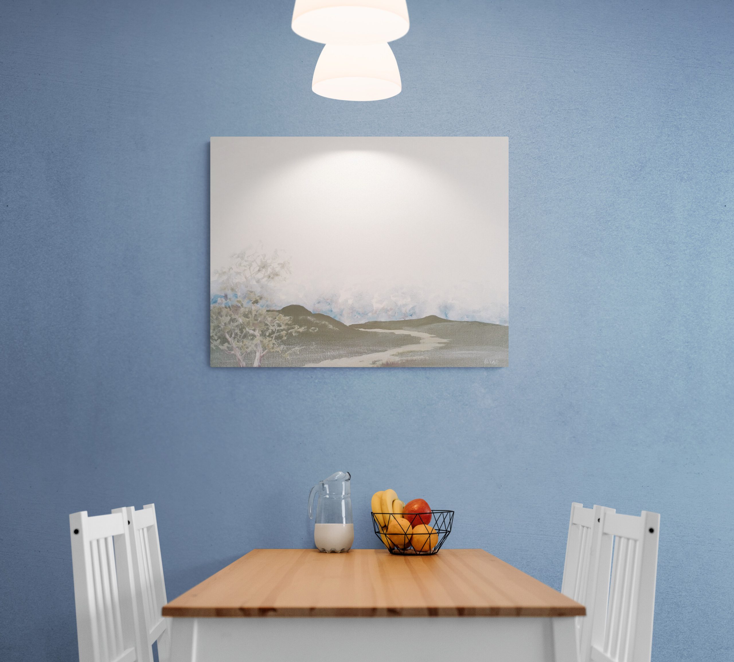 Bright Ceiling Lights Above Kitchen Table