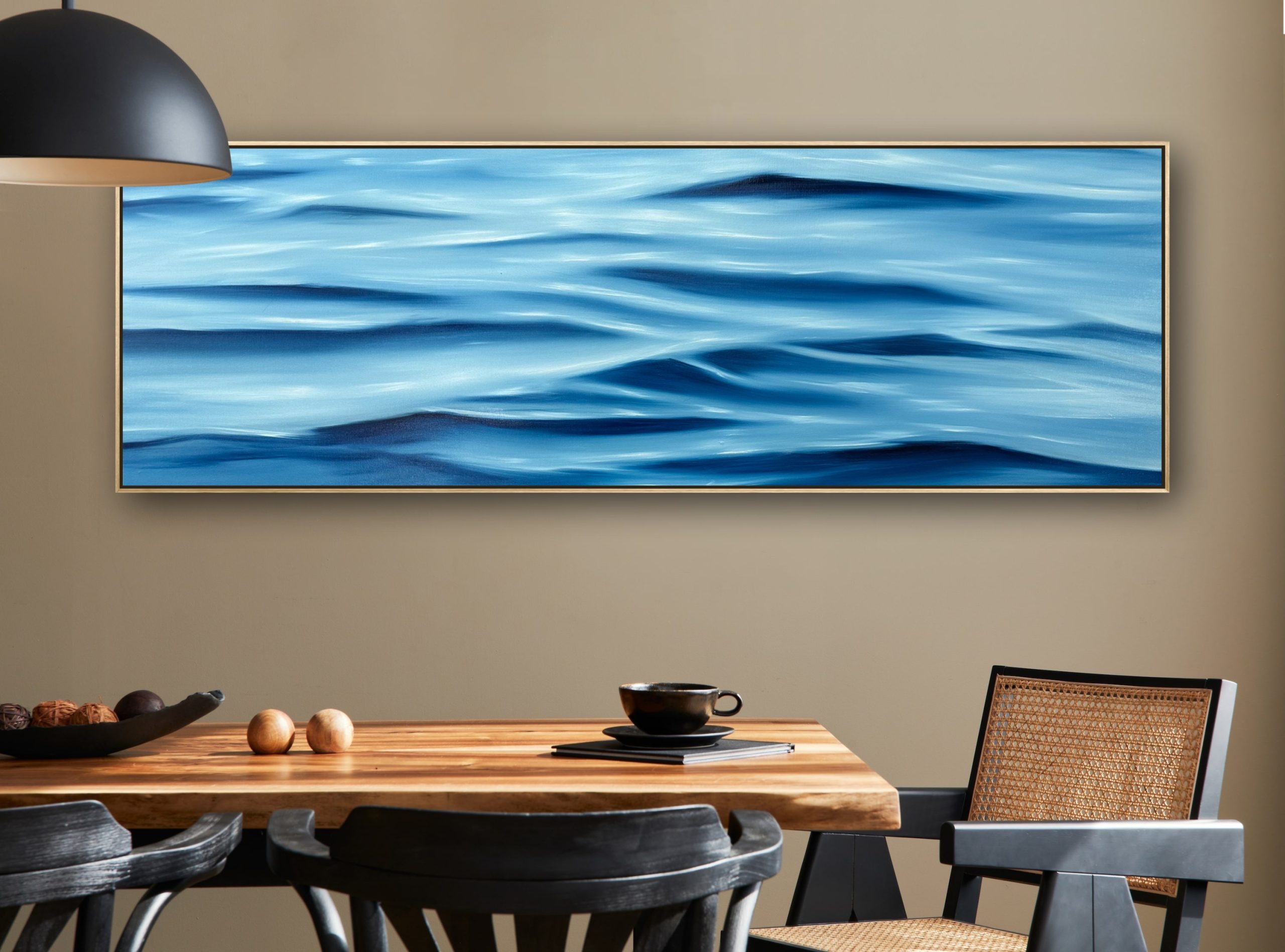 Calm Ocean Black And Timber Interior Alanah Jarvis Ocean Art