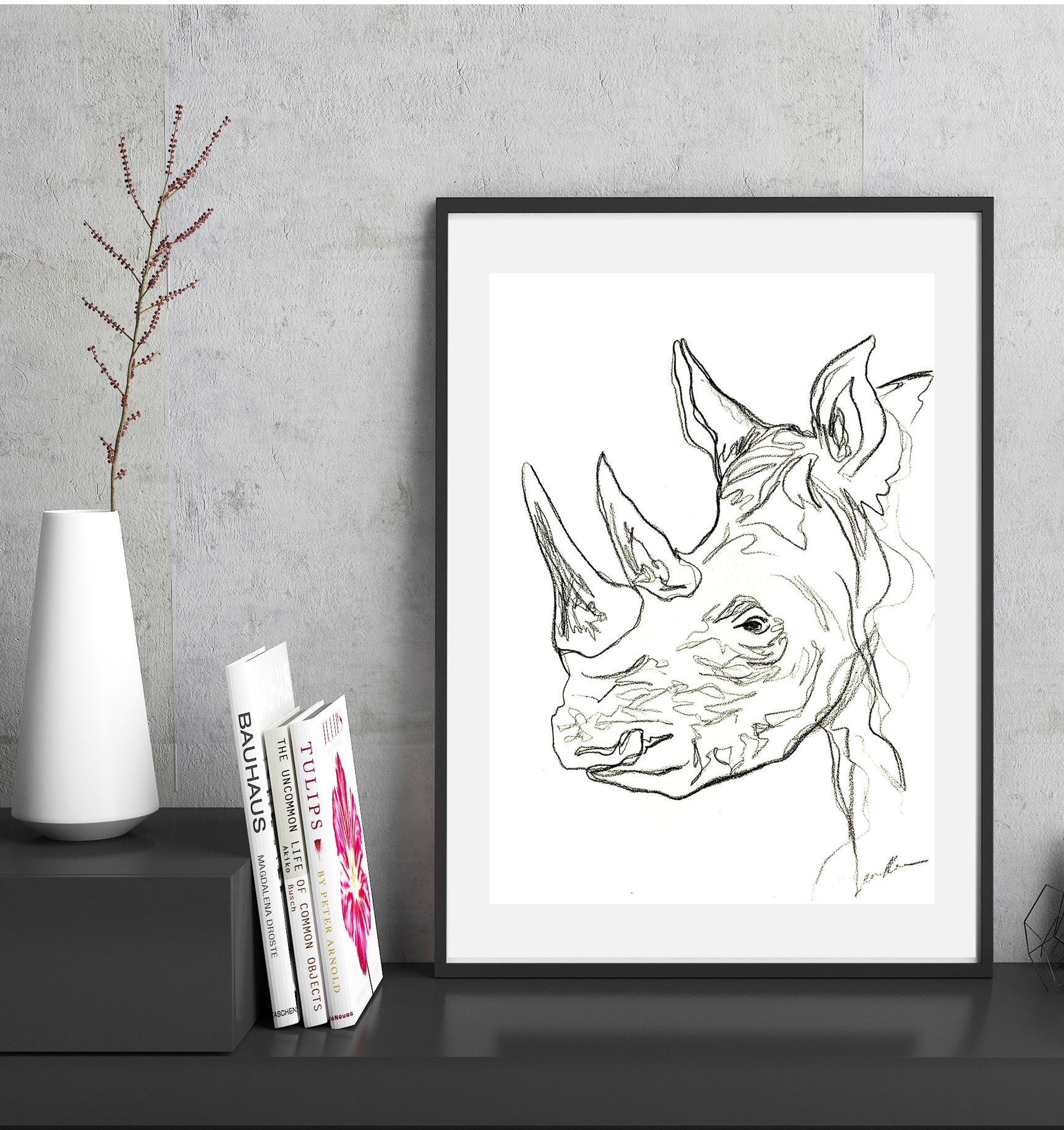 Leni Kae Line Art Drawing Rhino