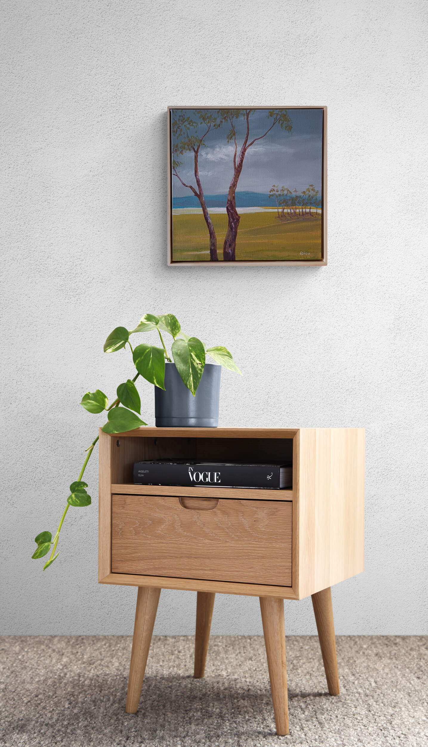 Plant Sitting On Small Cabinet