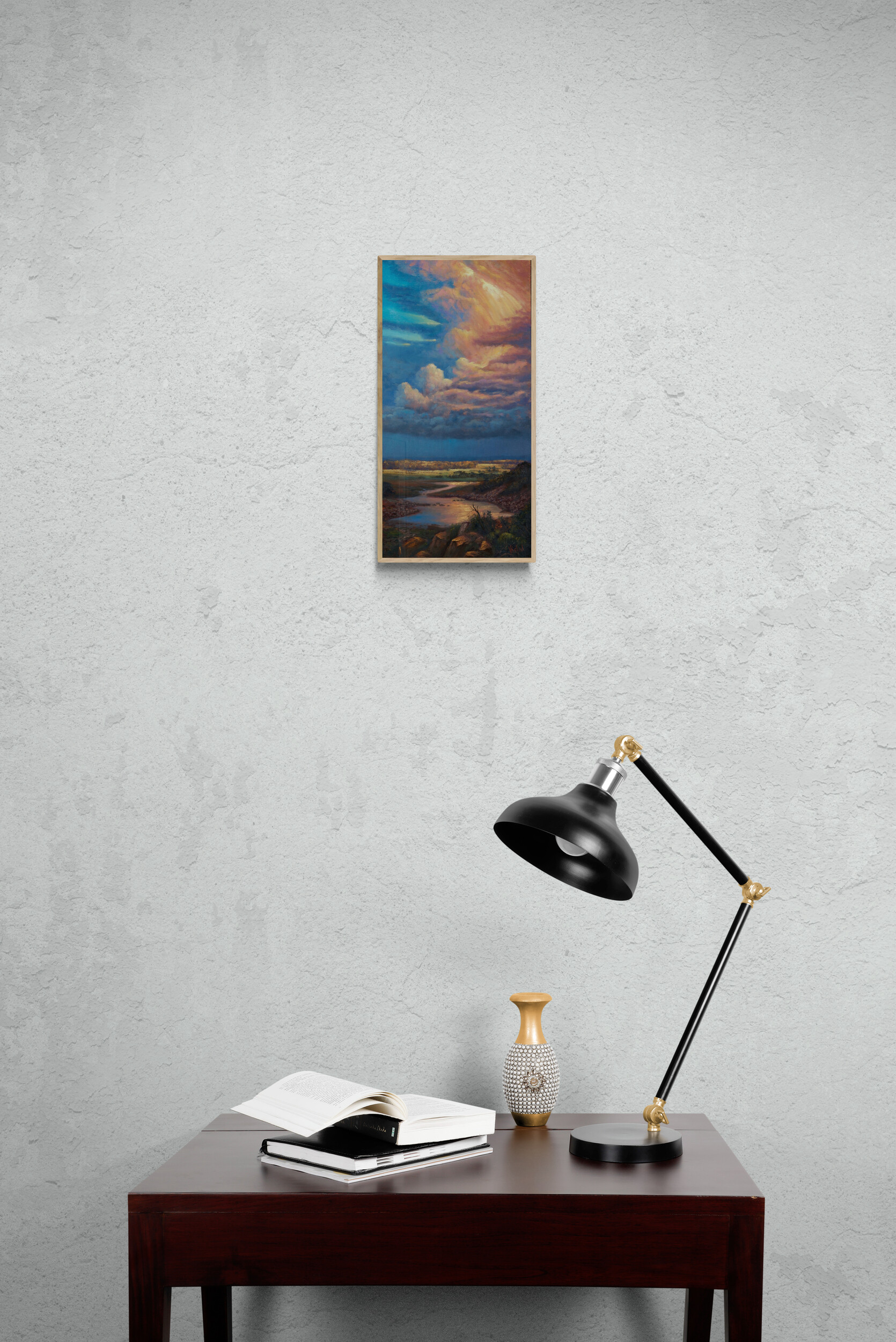 Small Desk With Black Lamp