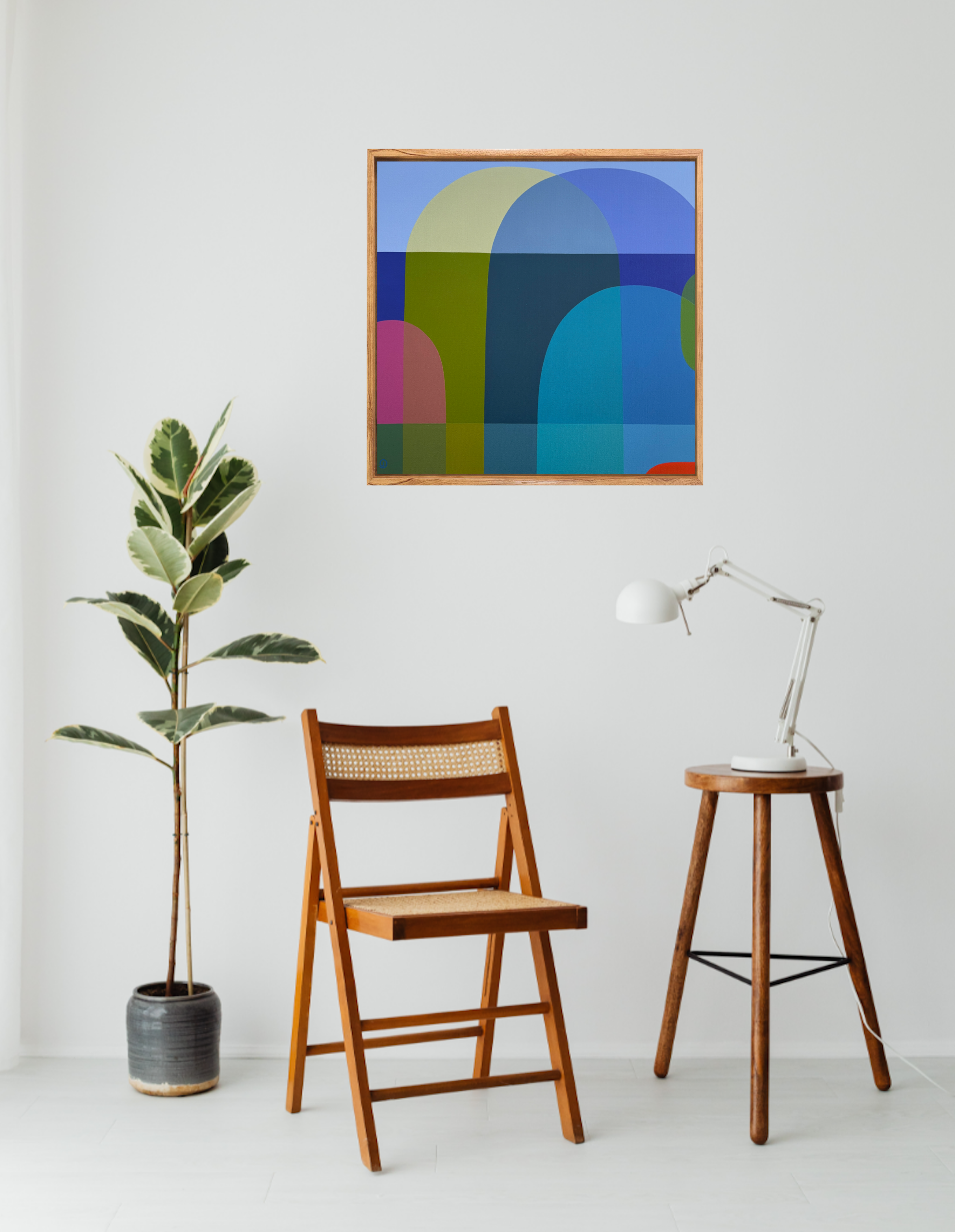 Charlotte De Pace Horizon Insitu Above Chair Art Lovers Australia