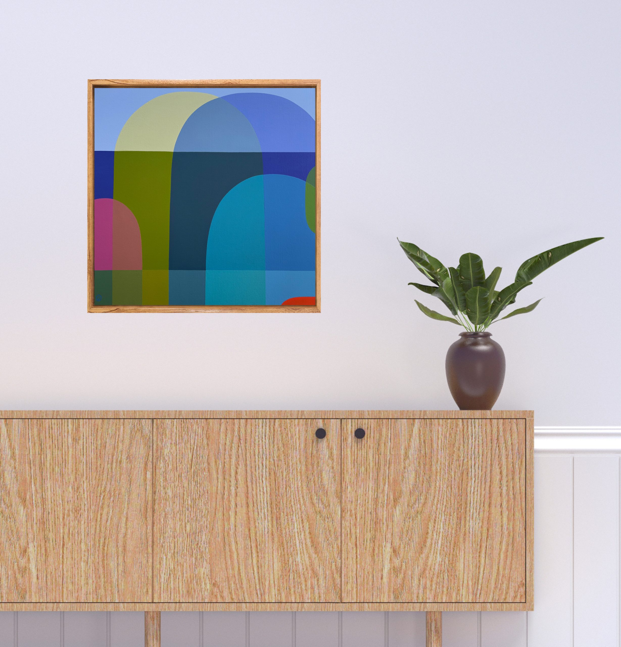 Charlotte De Pace Horizon Insitu Above Sideboard Art Lovers Australia