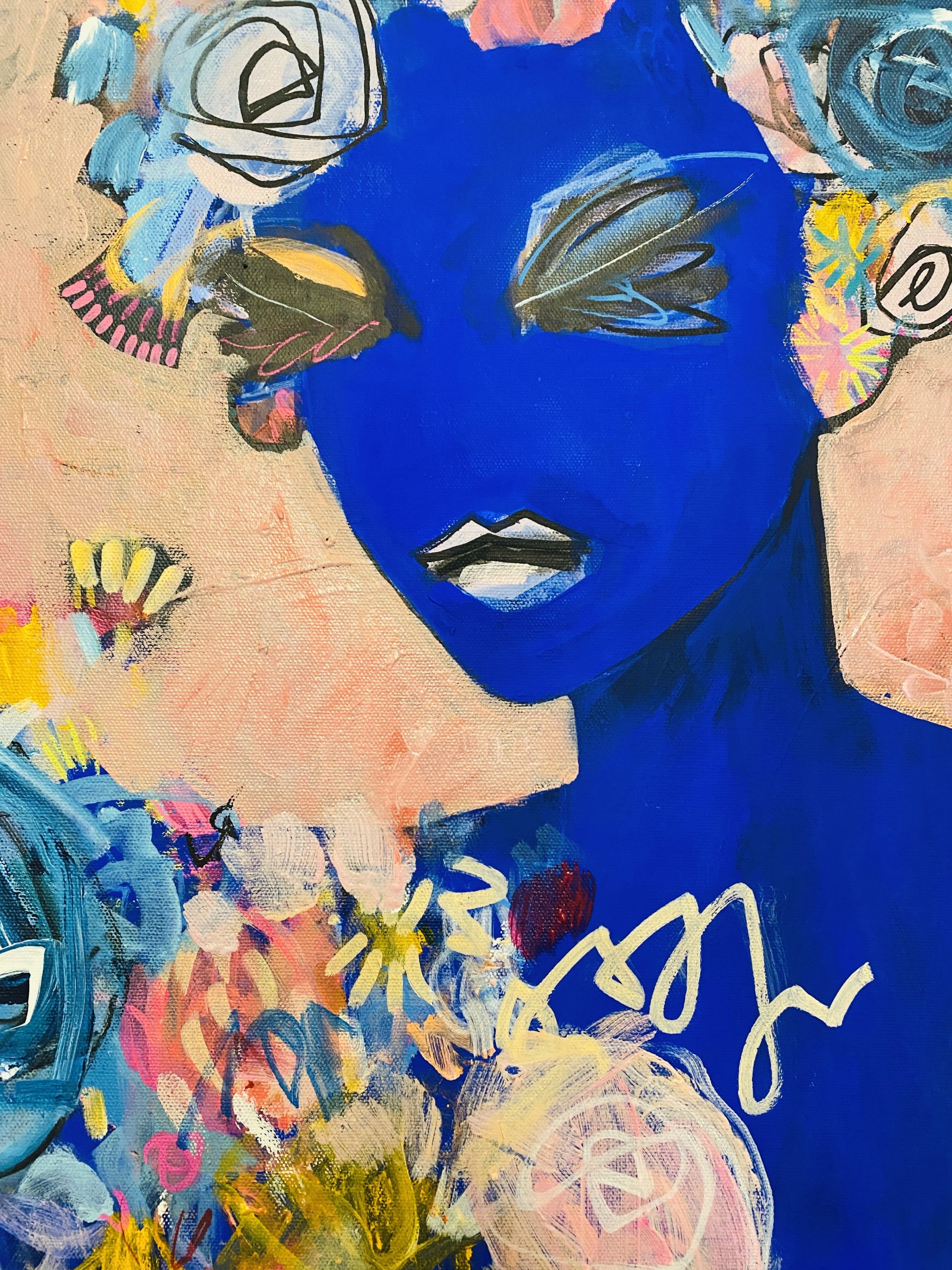 Carita Farrer Spencer Nouveau Blue #1 79.5 X 45 Cm Acrylic On Canvas Detail1