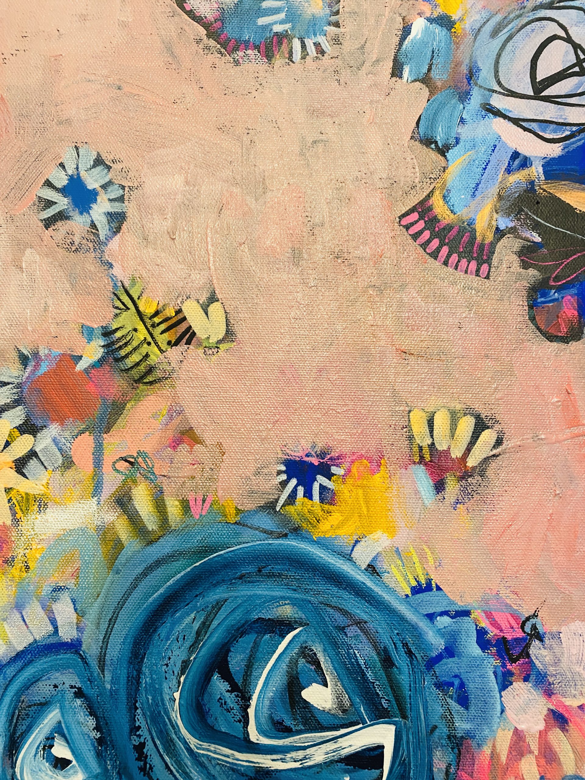 Carita Farrer Spencer Nouveau Blue #1 79.5 X 45 Cm Acrylic On Canvas Detail2