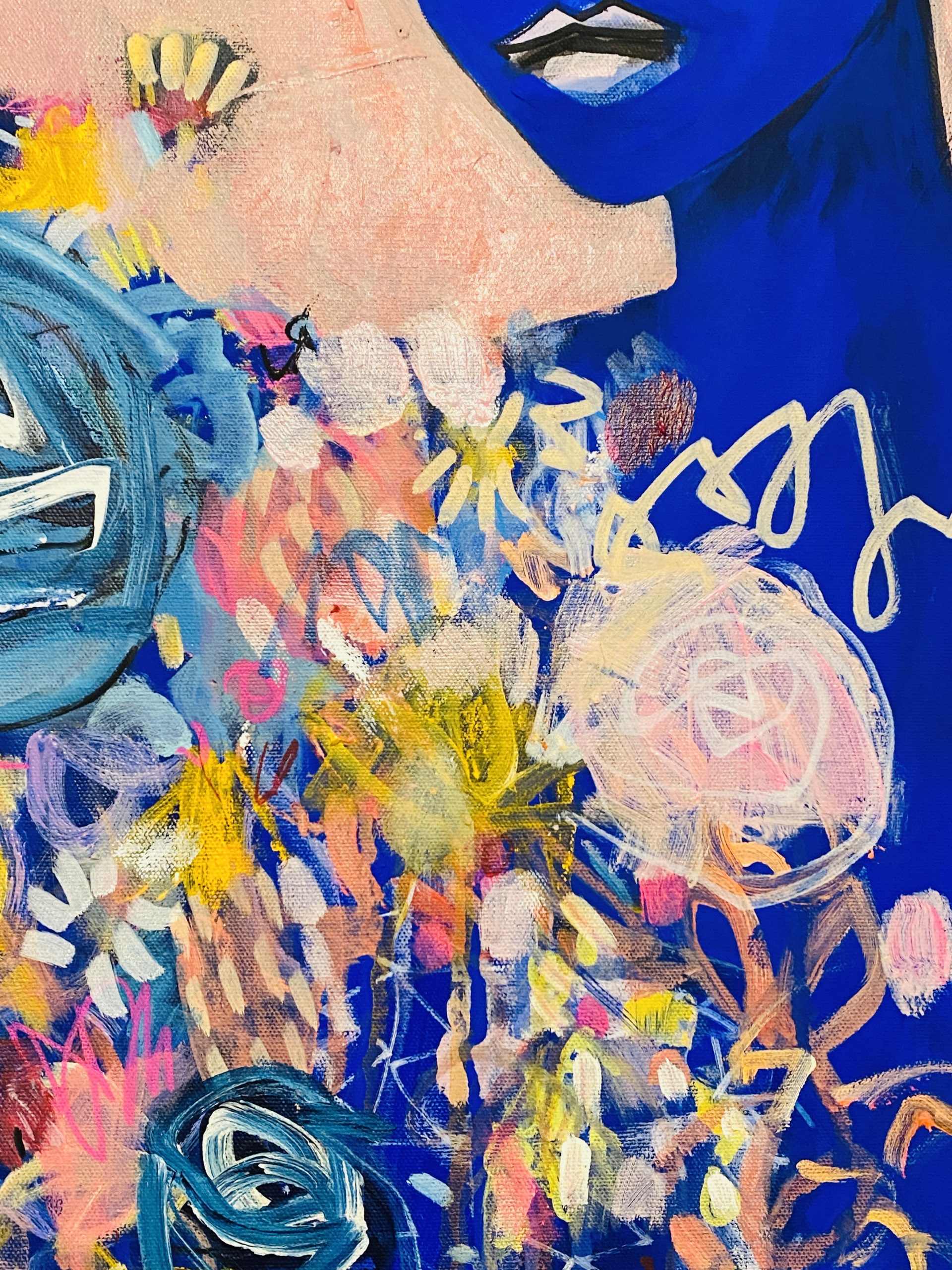 Carita Farrer Spencer Nouveau Blue #1 79.5 X 45 Cm Acrylic On Canvas Detail3