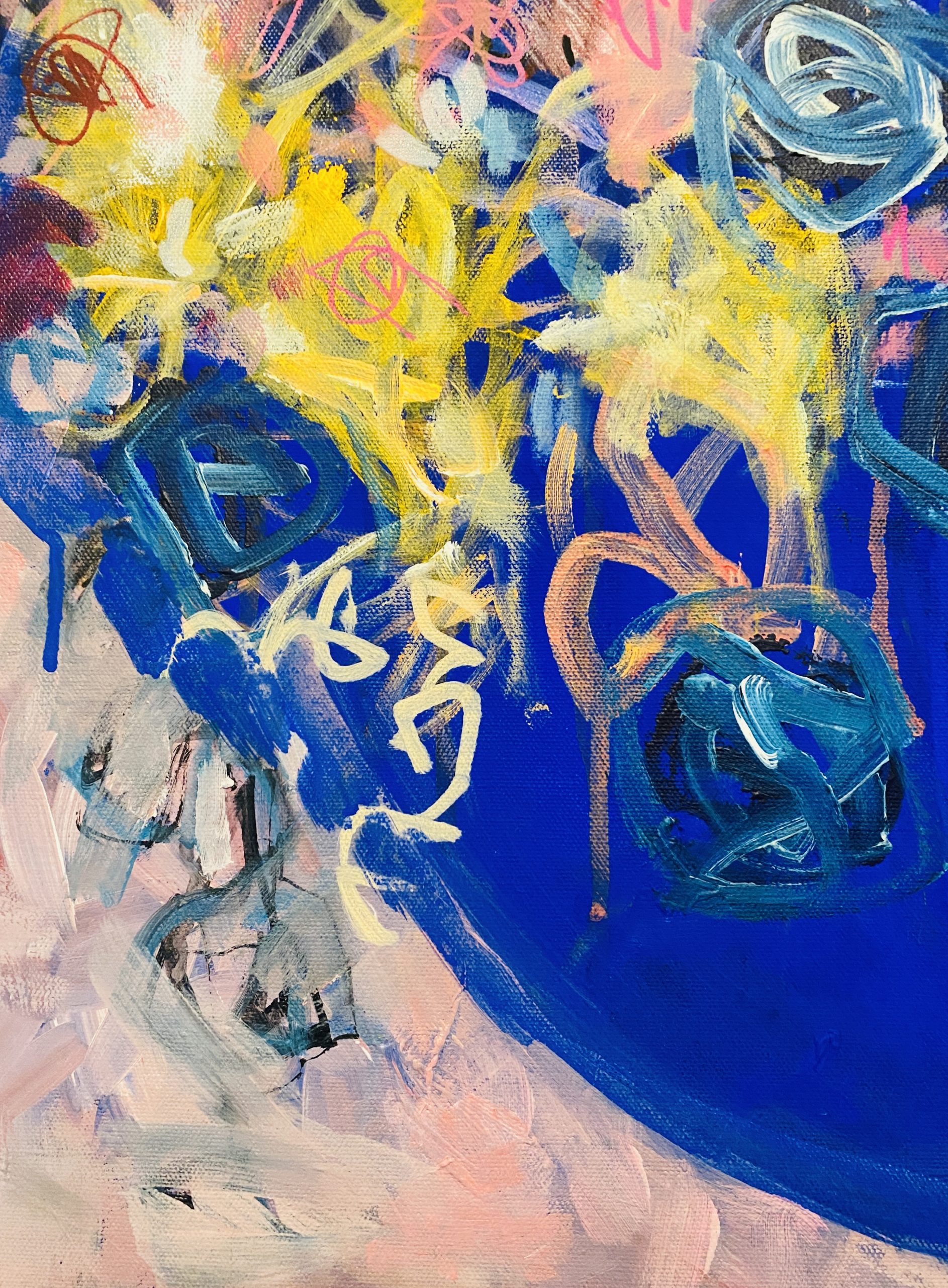 Carita Farrer Spencer Nouveau Blue #1 79.5 X 45 Cm Acrylic On Canvas Detail4