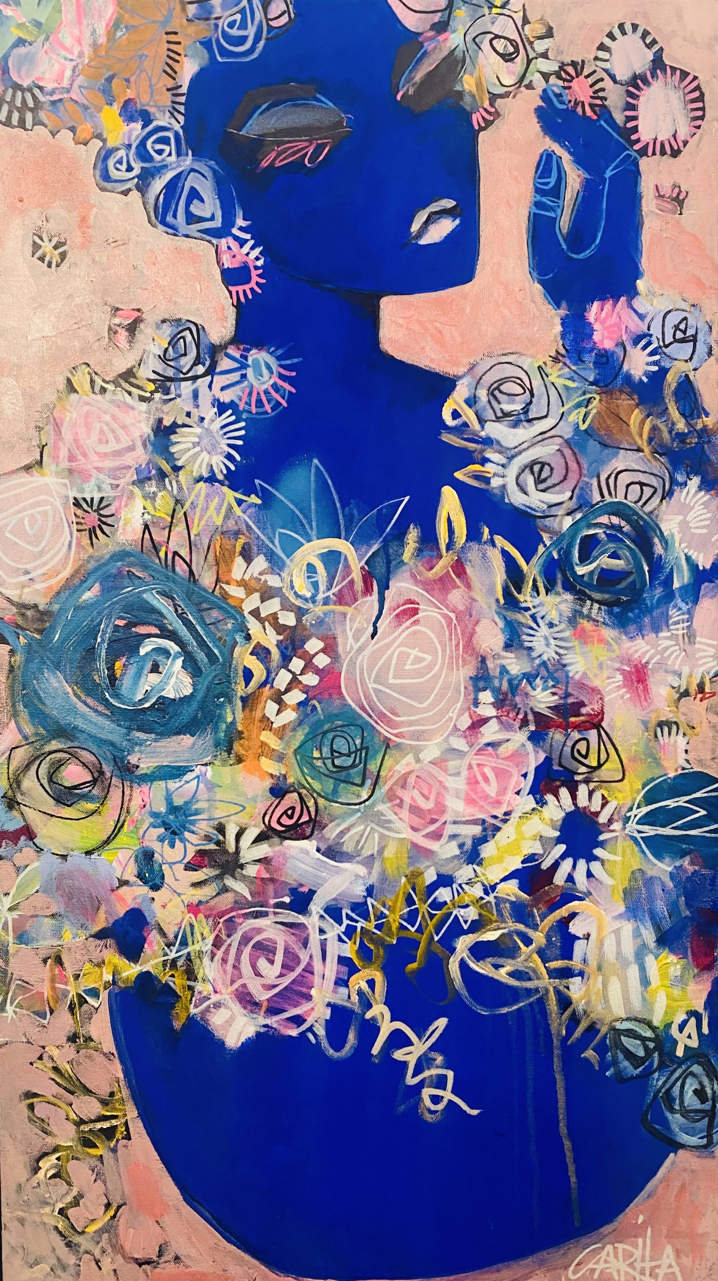 Carita Farrer Spencer Nouveau Blue #2 80 X 46 Cm Acrylic On Canvas