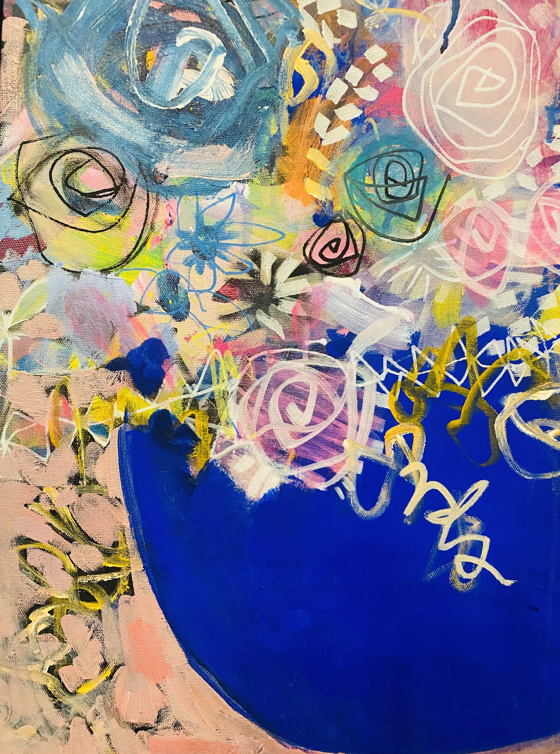 Carita Farrer Spencer Nouveau Blue #2 80 X 46 Cm Acrylic On Canvas Detail3