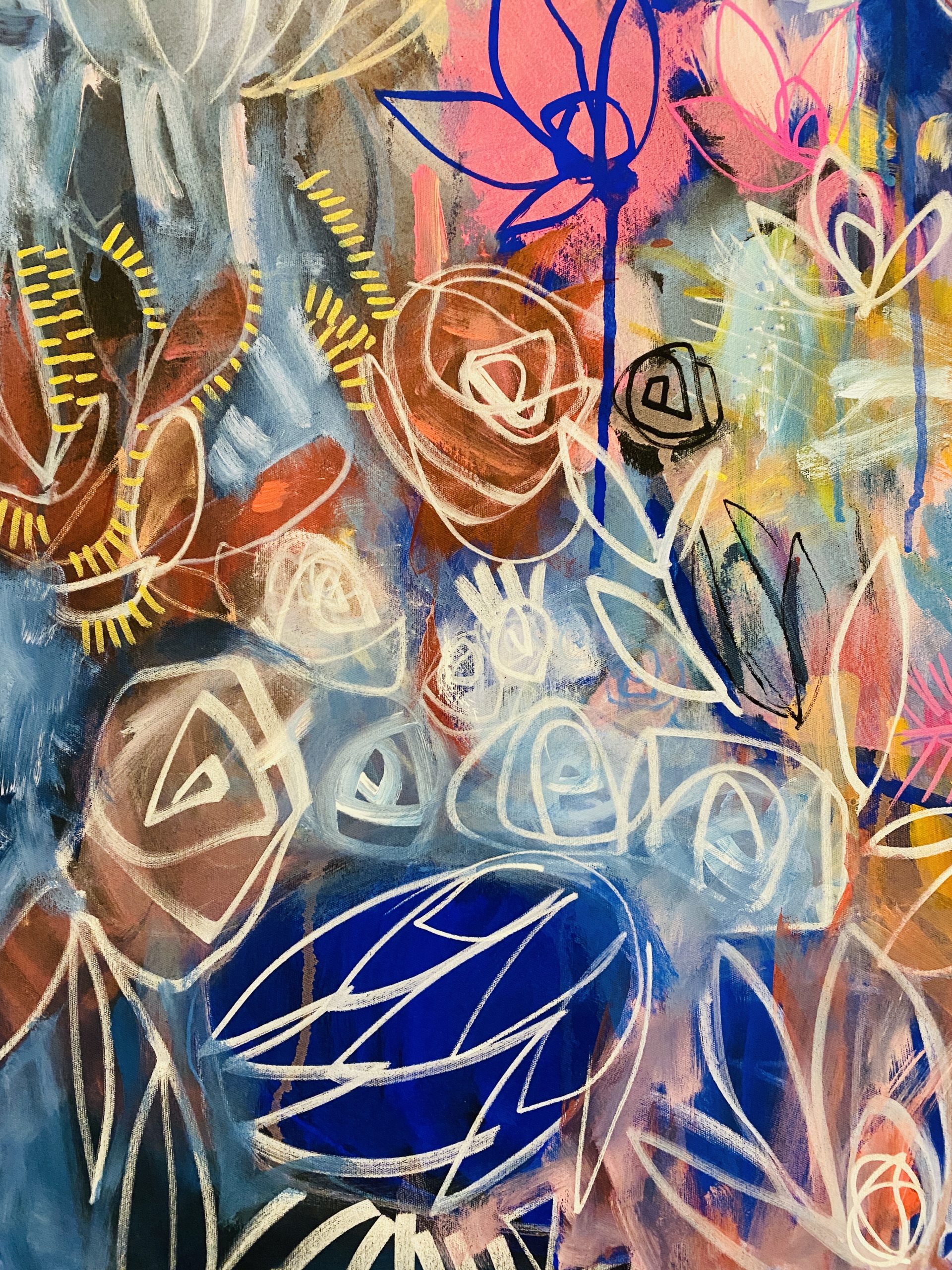 Carita Farrer Spencerr Velvet Blue 100 X 100 Cm Acrylic On Canvas Detail1