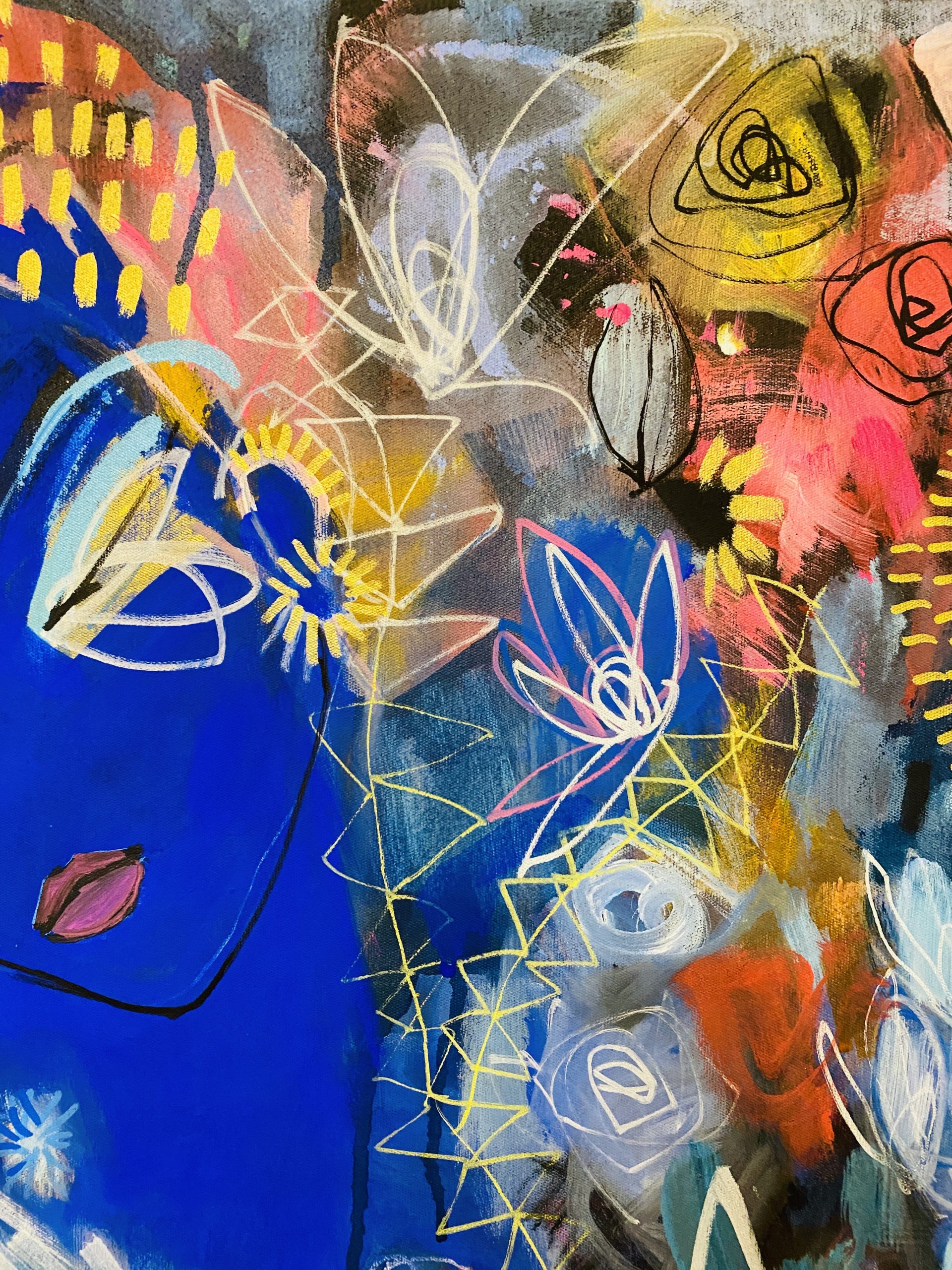 Carita Farrer Spencerr Velvet Blue 100 X 100 Cm Acrylic On Canvas Detail3