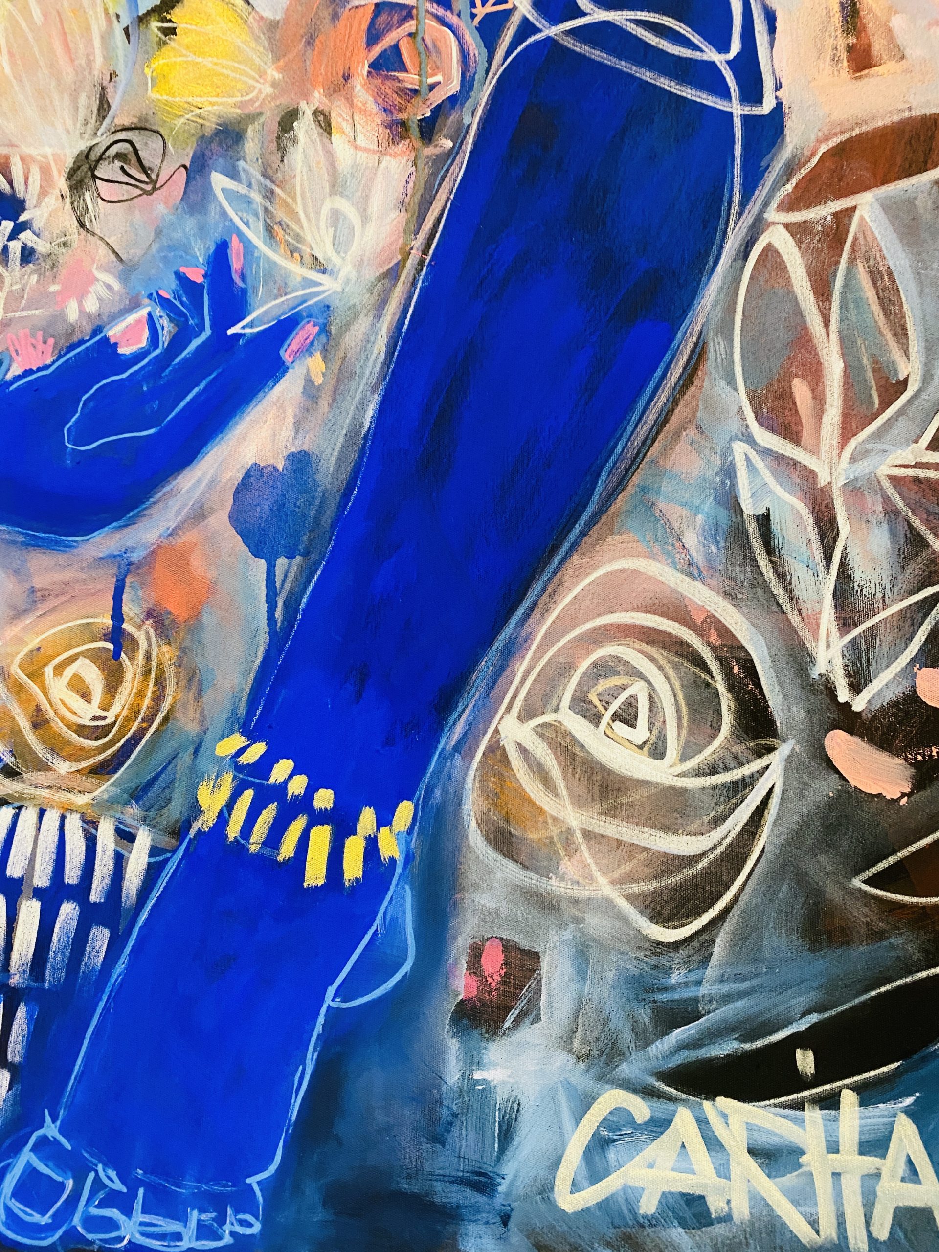 Carita Farrer Spencerr Velvet Blue 100 X 100 Cm Acrylic On Canvas Detail5