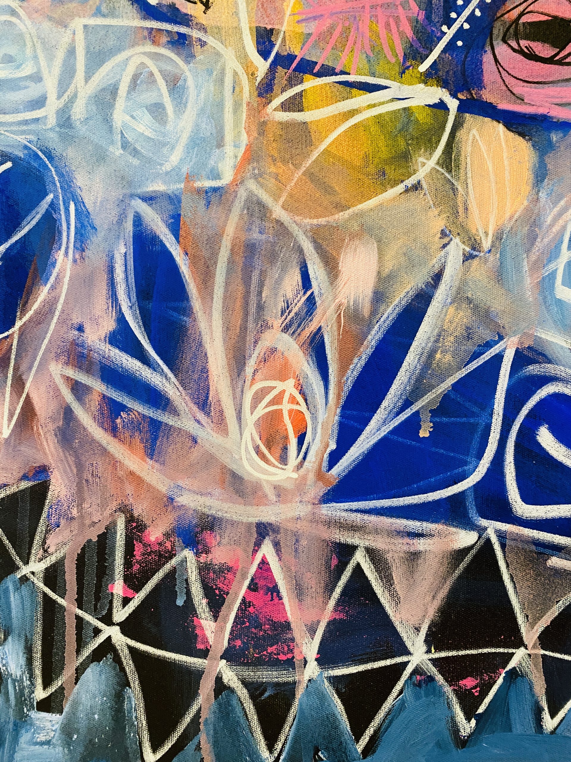 Carita Farrer Spencerr Velvet Blue 100 X 100 Cm Acrylic On Canvas Detail6