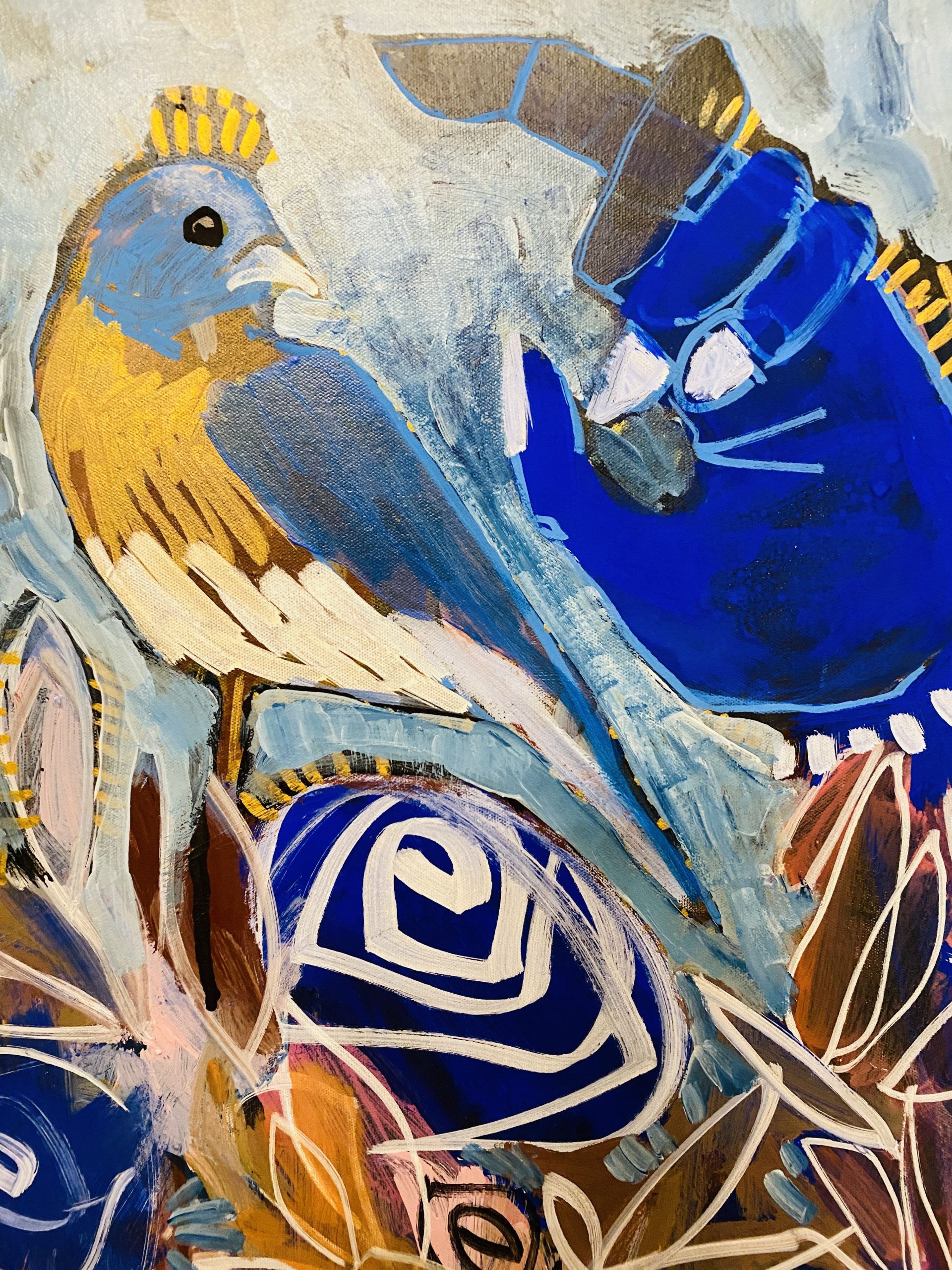 Carita Farrer Spencer Boho Bird 80 X 70cm Acrylic On Canvas Detail1