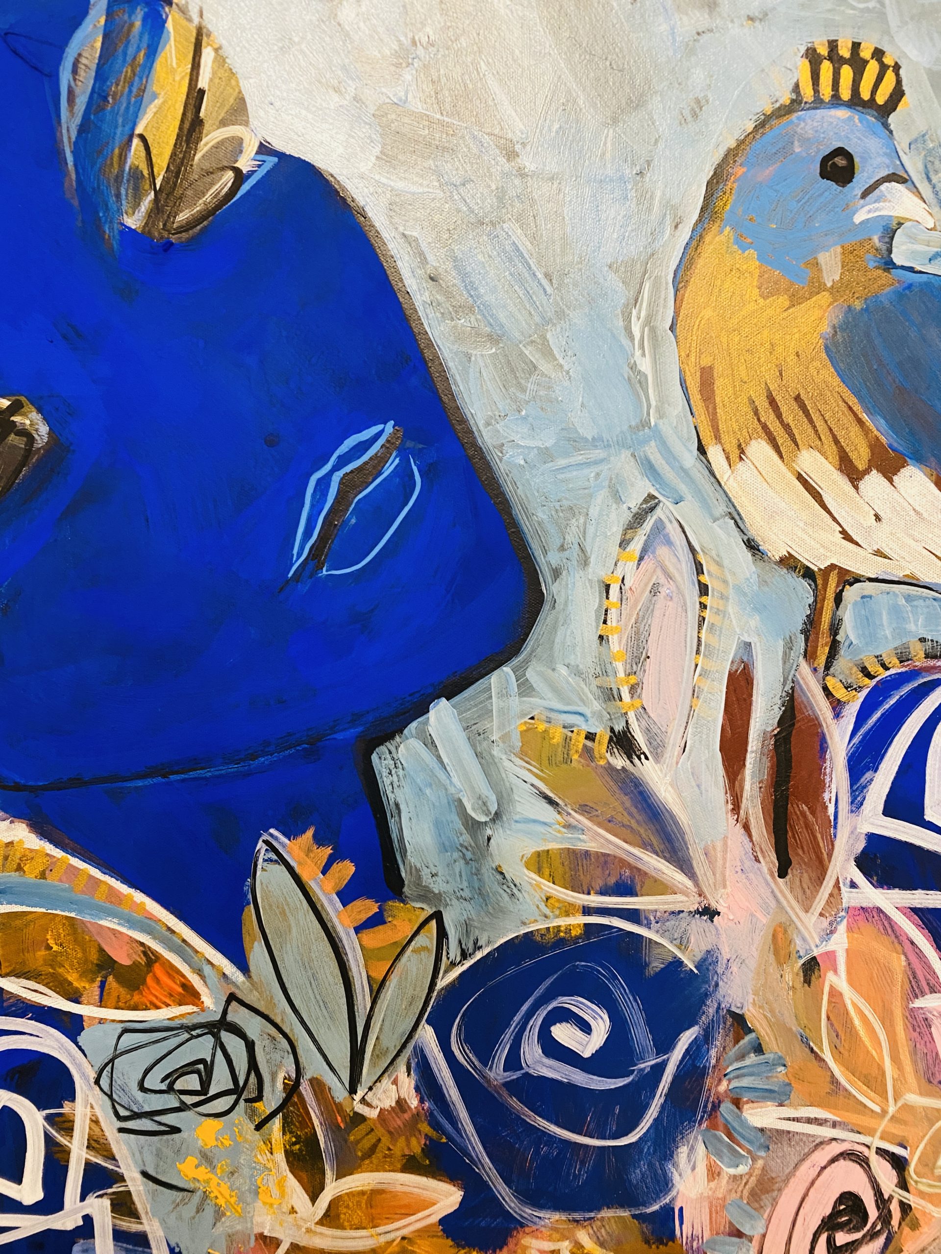 Carita Farrer Spencer Boho Bird 80 X 70cm Acrylic On Canvas Detail2