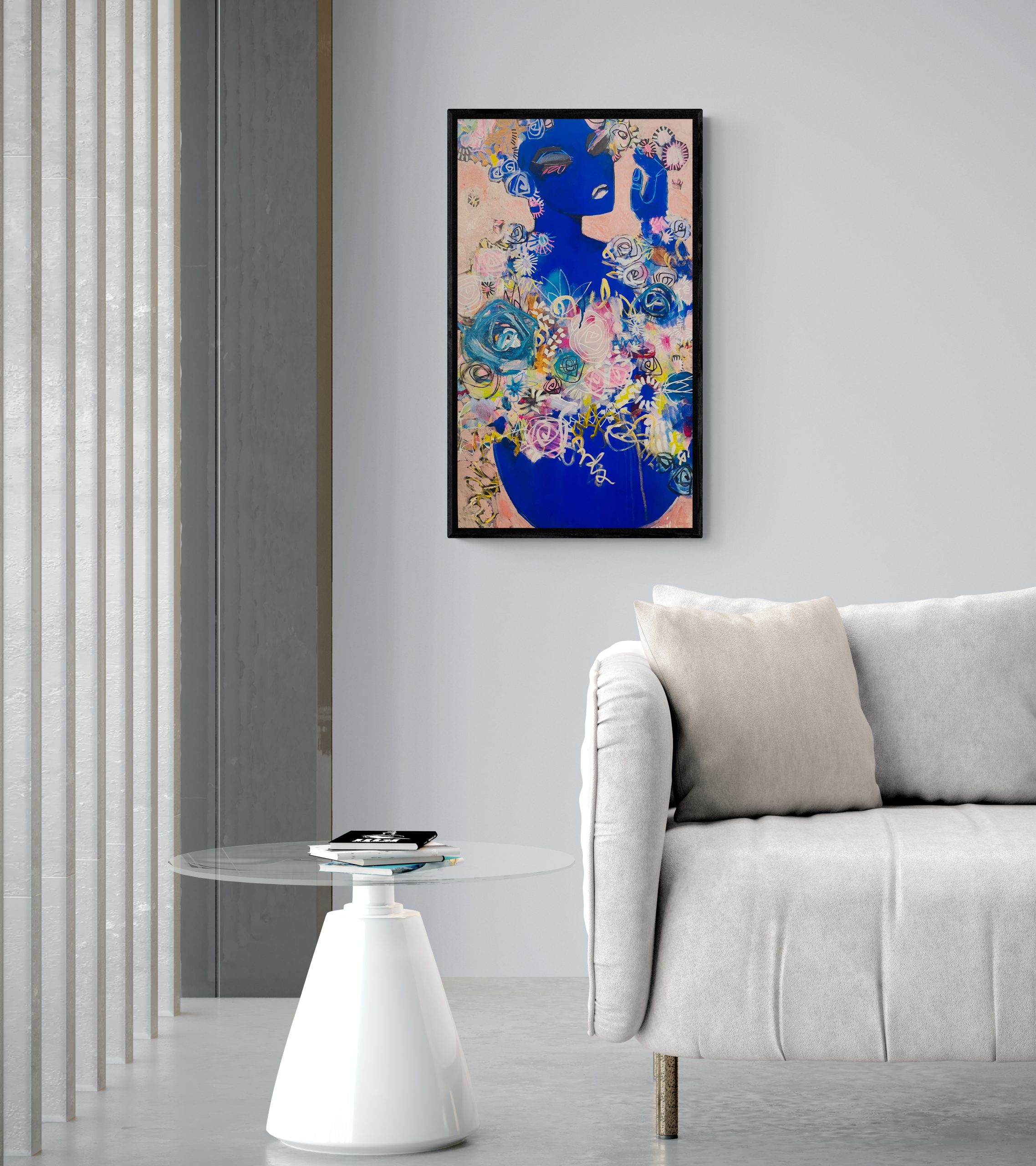 Carita Farrer Spencer Nouveau Blue #2 80 X 46 Cm Acrylic On Canvas Insitu Lounge