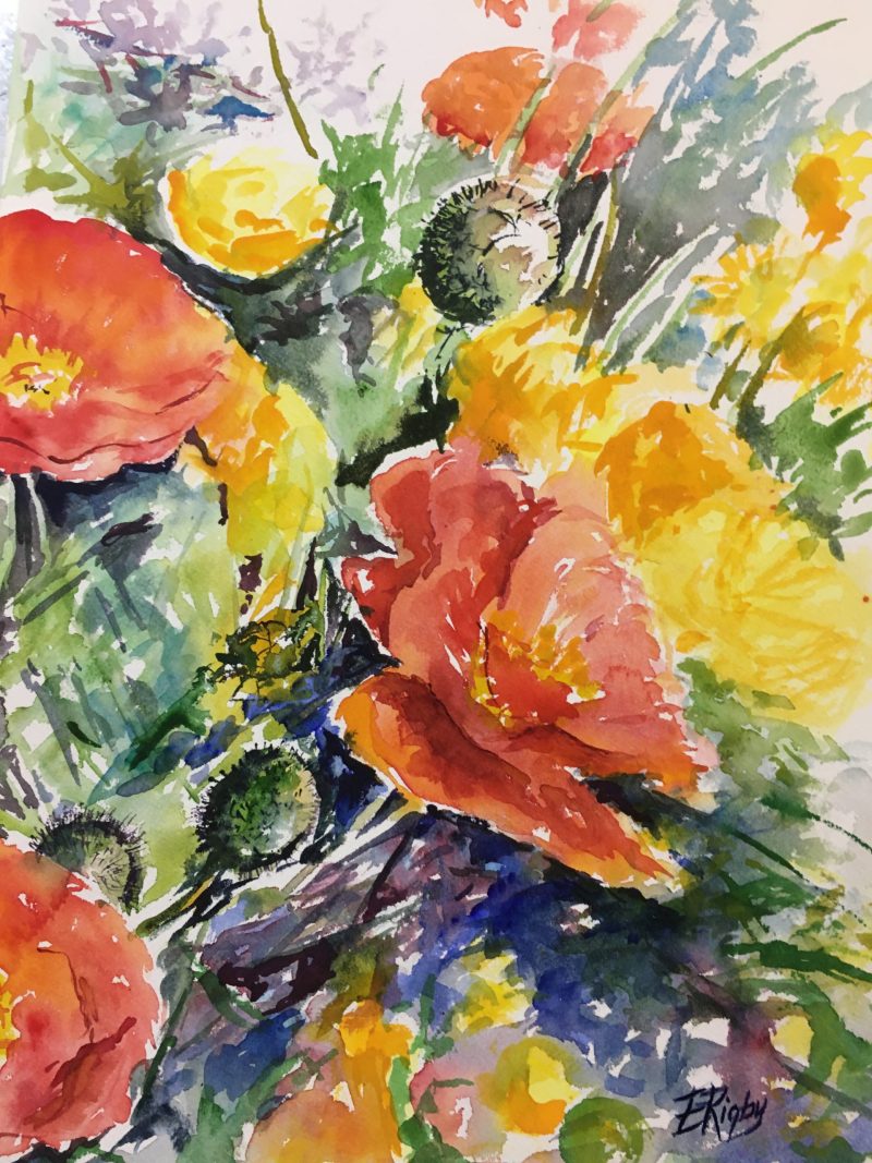 A Field of Red and Yellow Poppies