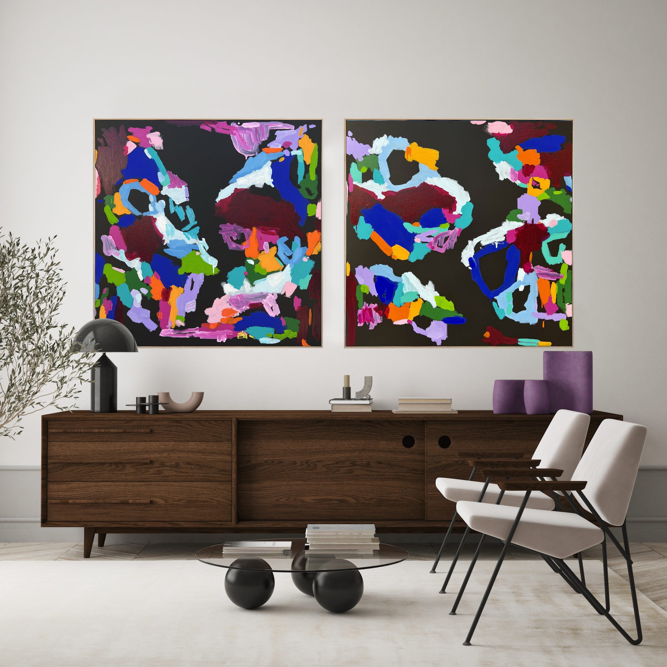 Connecting Dreams Diptych Rebecca Koerting Modern Abstract Insitu 2 Copy