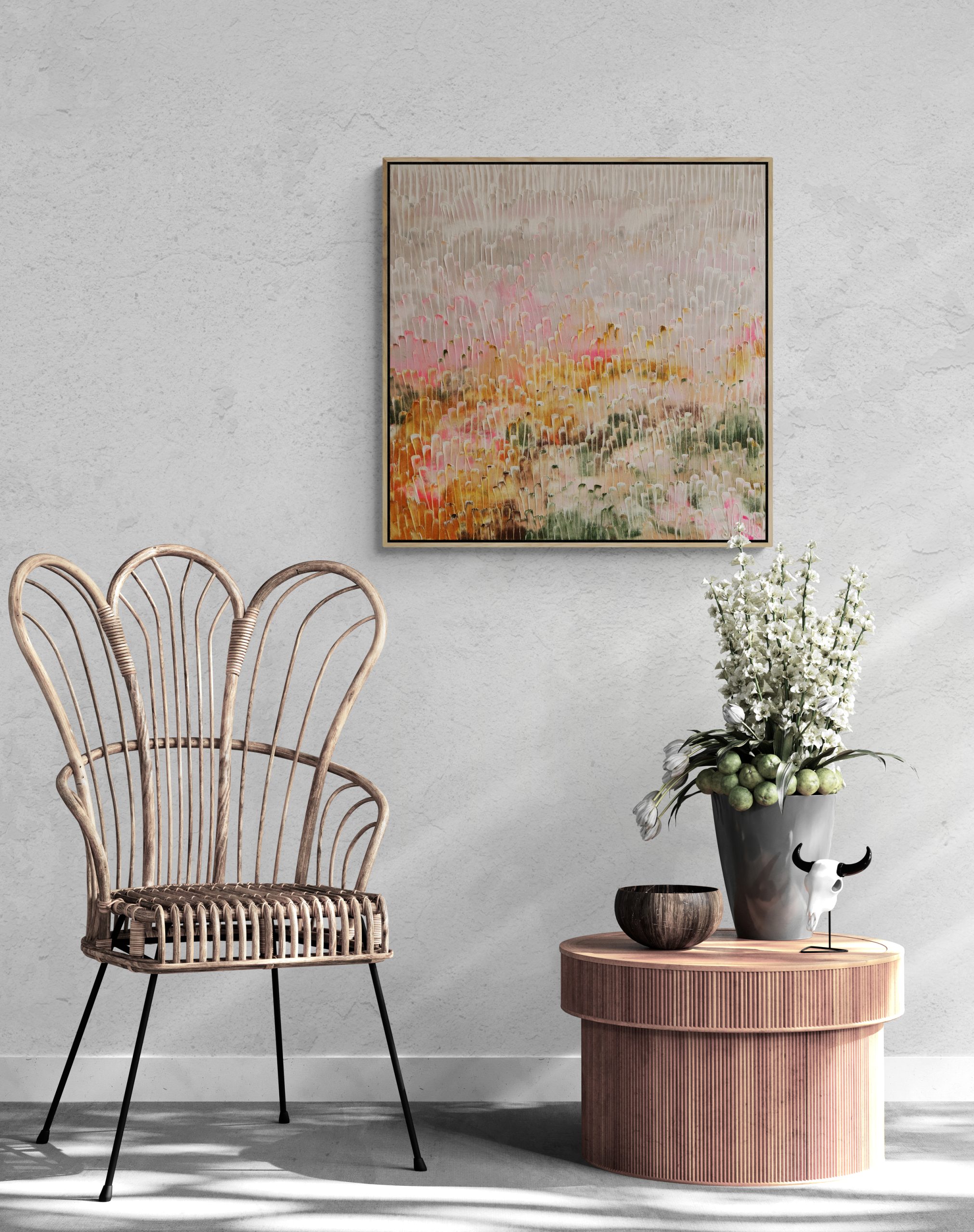 Sunlit Room With Rattan Chair