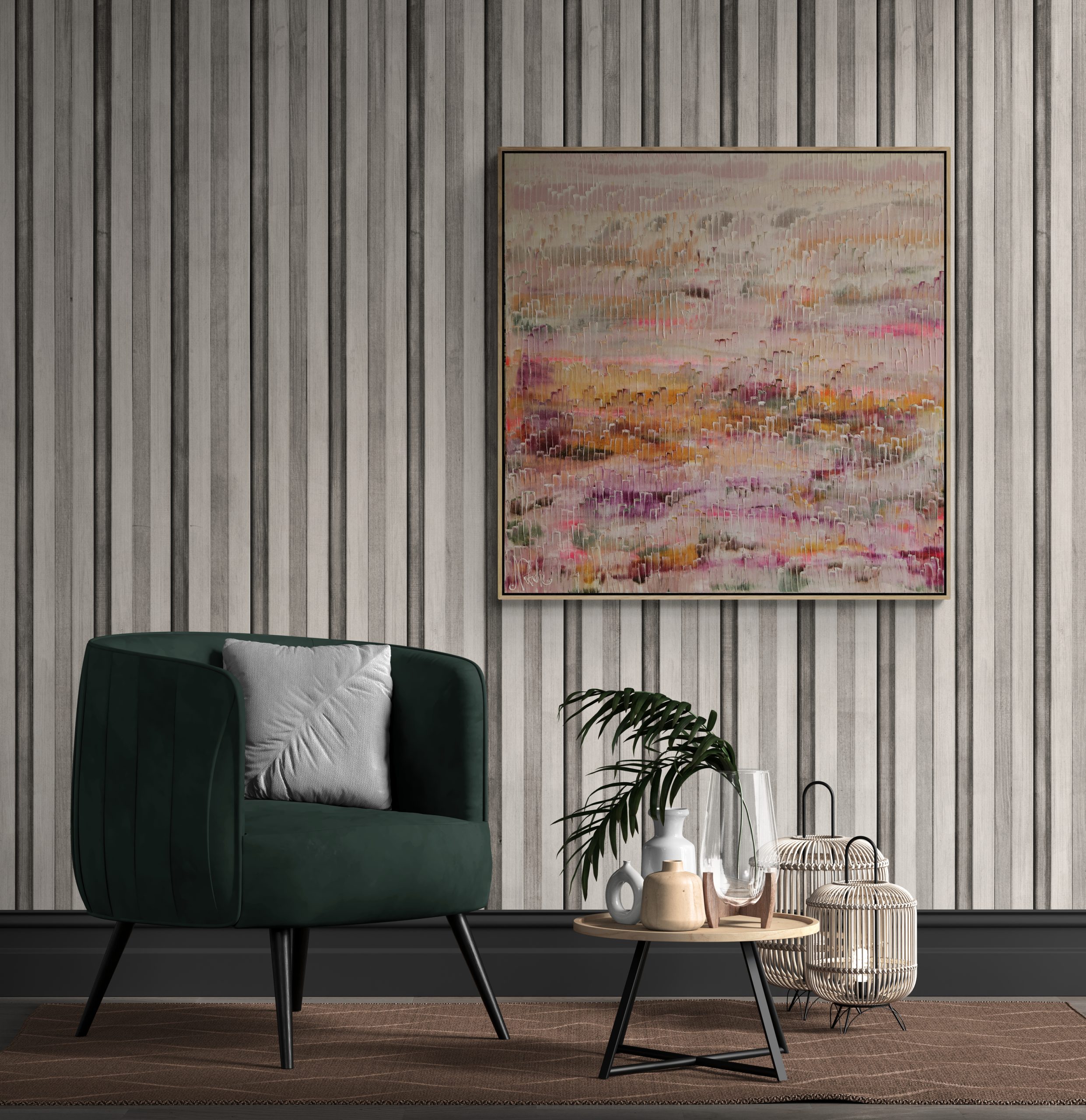 Interior With Armchair And Candle Lanterns