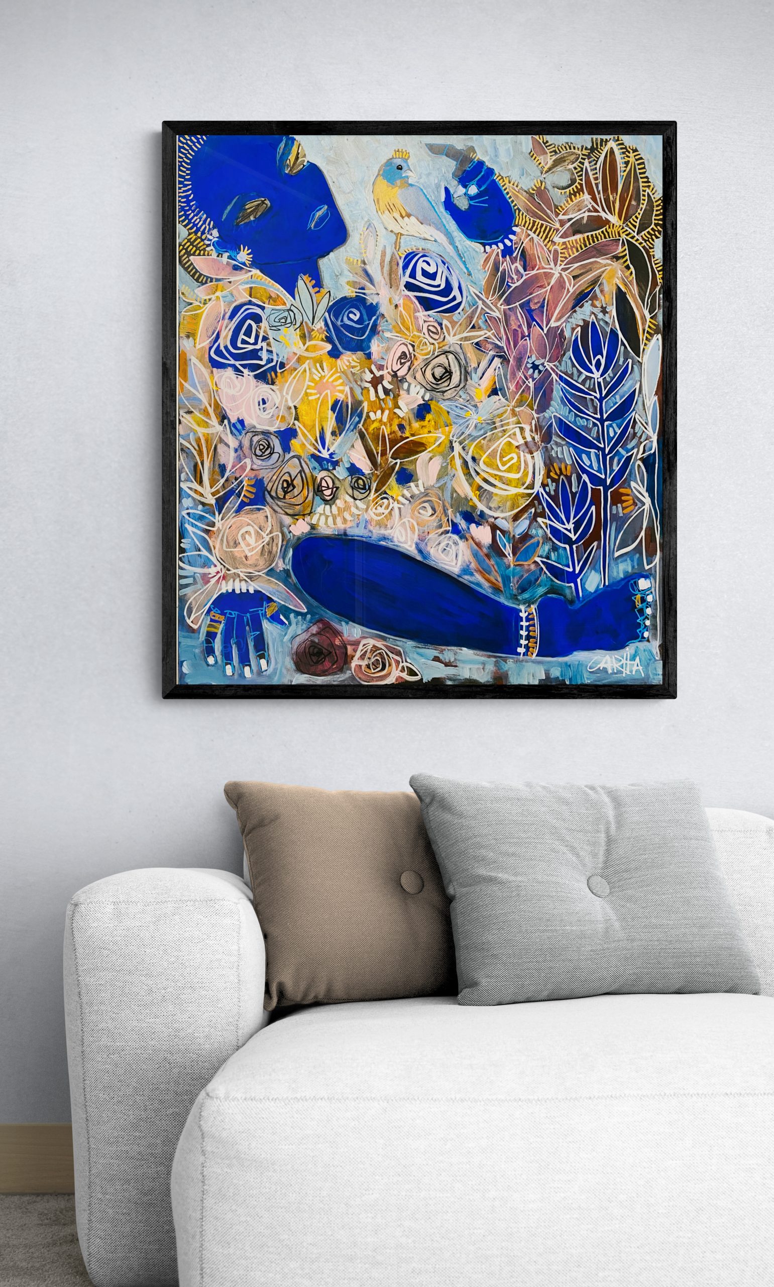 Carita Farrer Spencer Boho Bird Insitu W Lounge