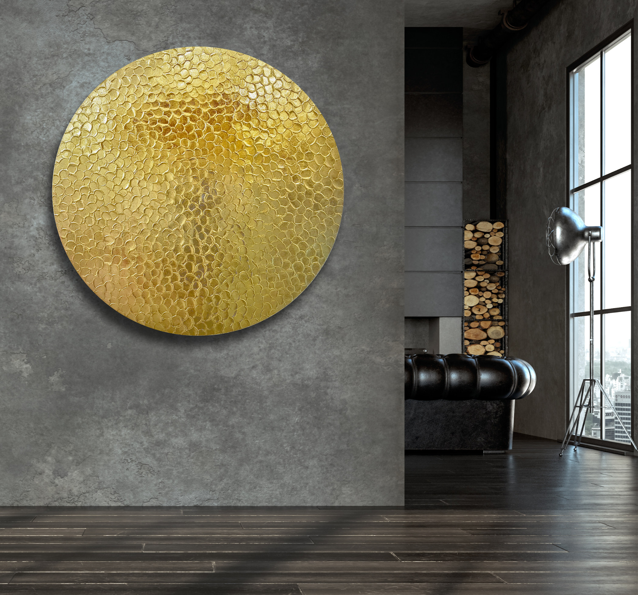 Living Room Interior In Loft, Industrial Style