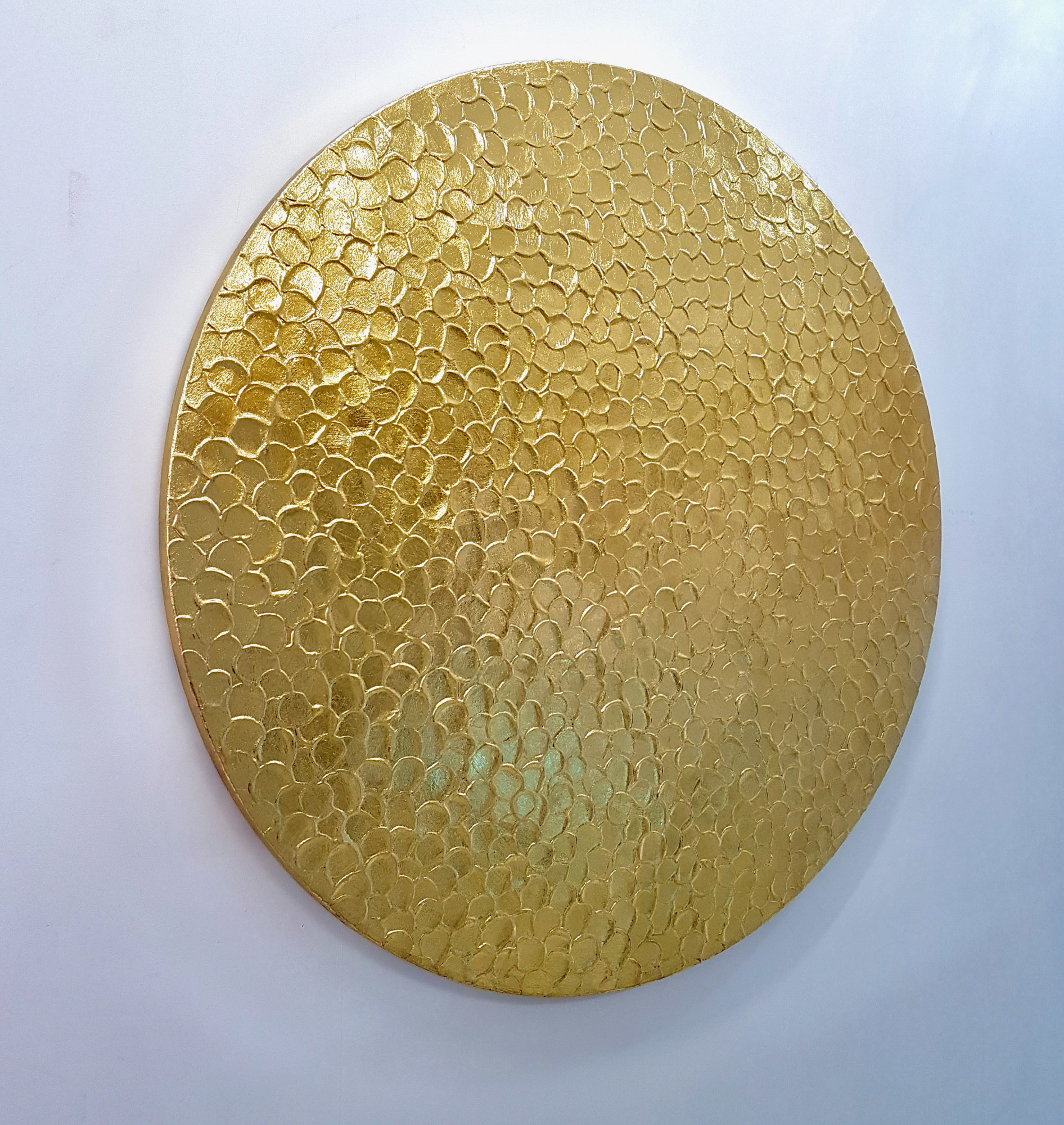 Golden Deborah Lang Abstract Gold Round Canvas Texture Embossed Contemporary Modern Art 3