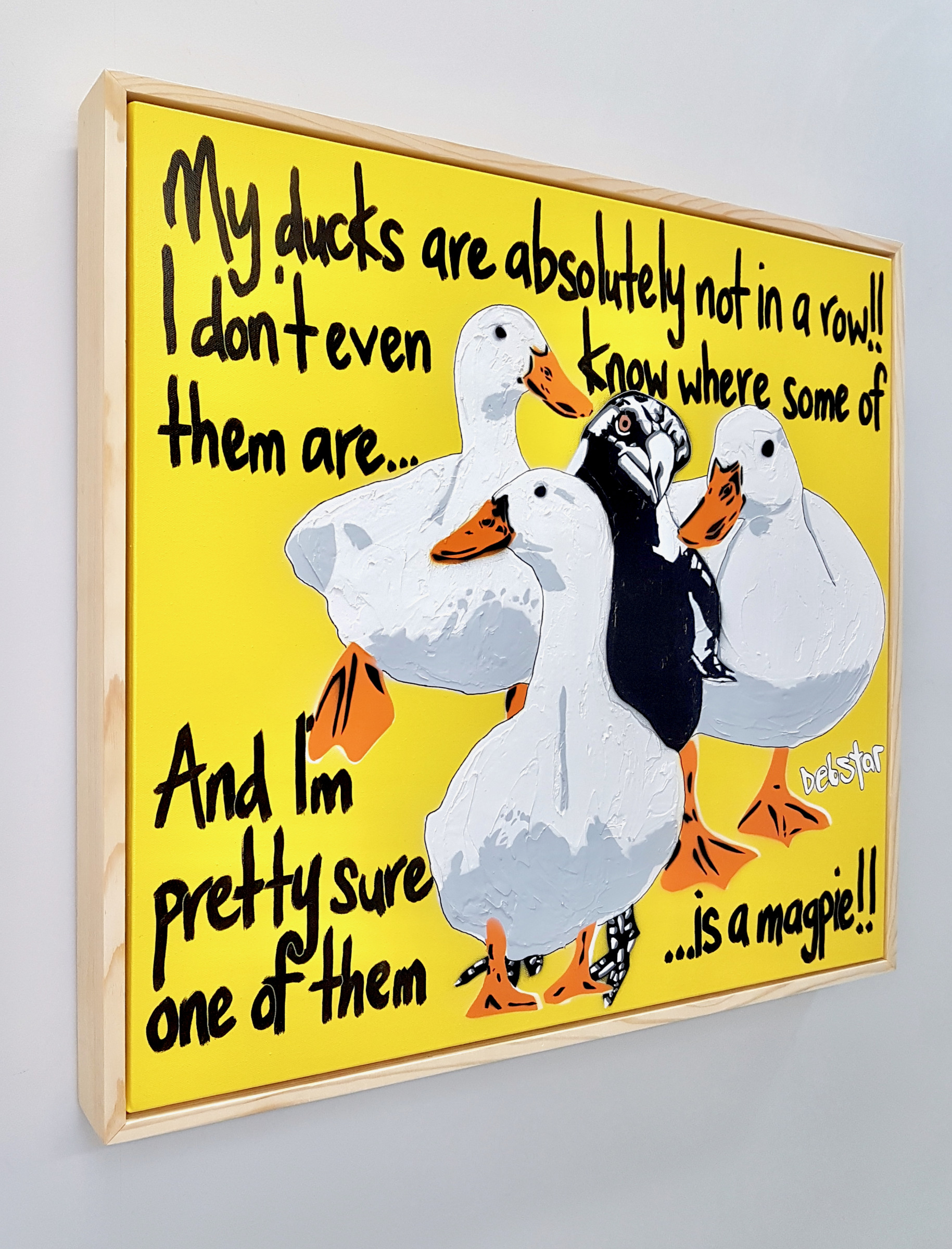 Ducks In A Row! Yellow Pop Art Deborah Lang Art Urban Canvas 3