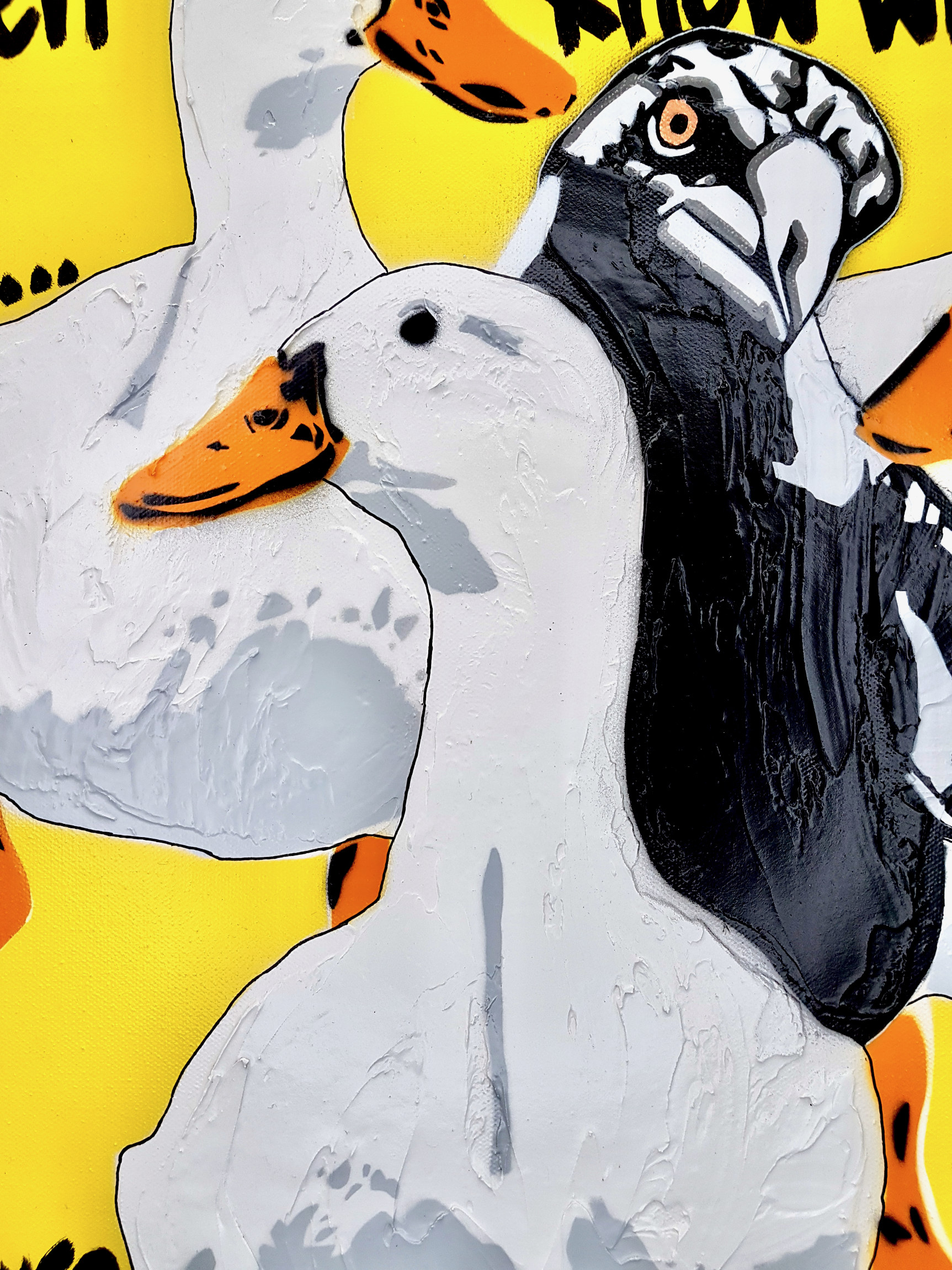 Ducks In A Row! Yellow Pop Art Deborah Lang Art Urban Canvas 4