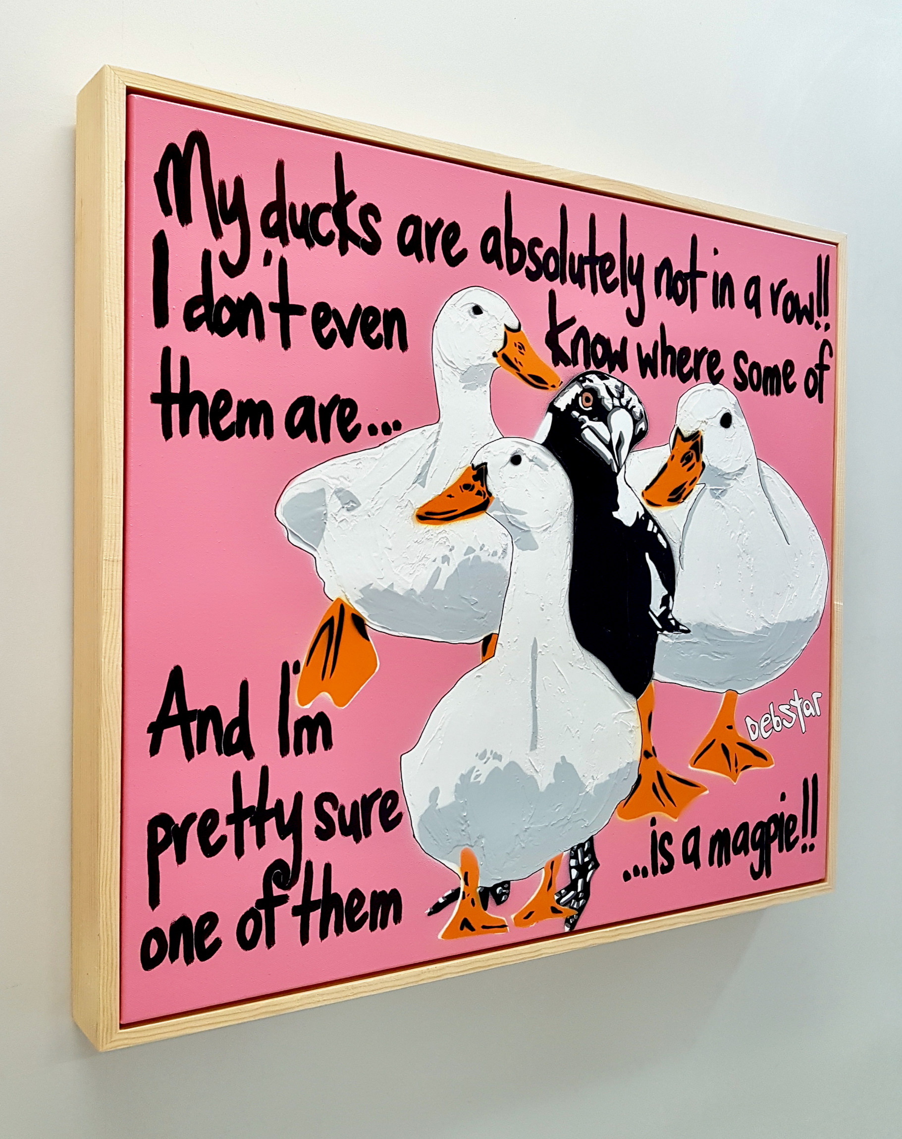 Ducks In A Row! Pink Pop Art Deborah Lang Art Urban Canvas 3